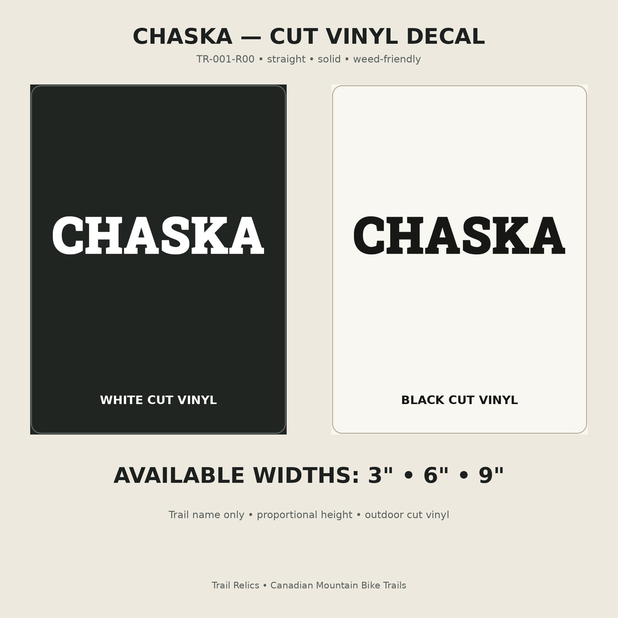 Chaska Trail Relics Name-Only Cut Vinyl Decal — primary product mockup