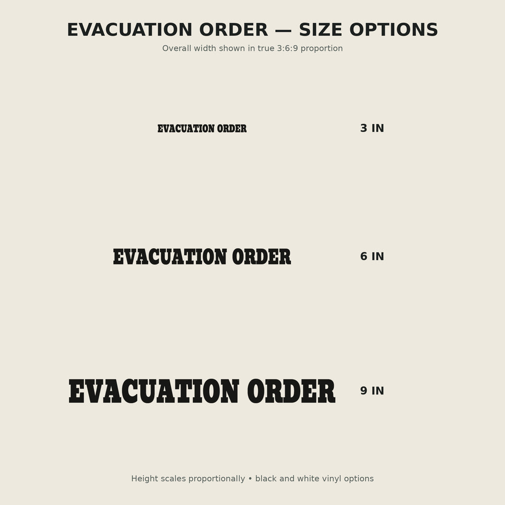 Evacuation Order Trail Relics Name-Only Cut Vinyl Decal — secondary / placement view