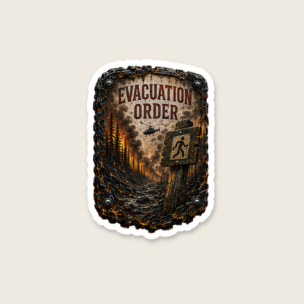 Evacuation Order Trail Relics Matte Die-Cut Sticker — secondary / placement view