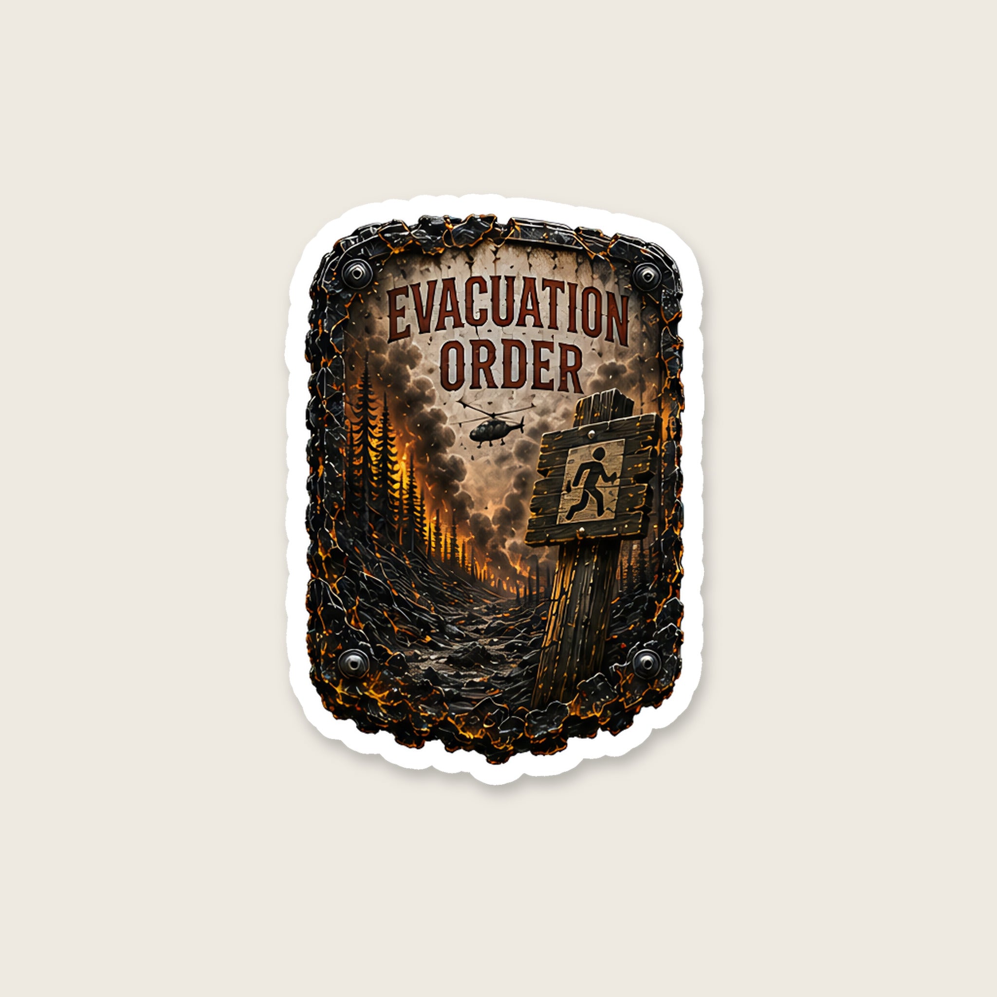 Evacuation Order Trail Relics Matte Die-Cut Sticker — secondary / placement view