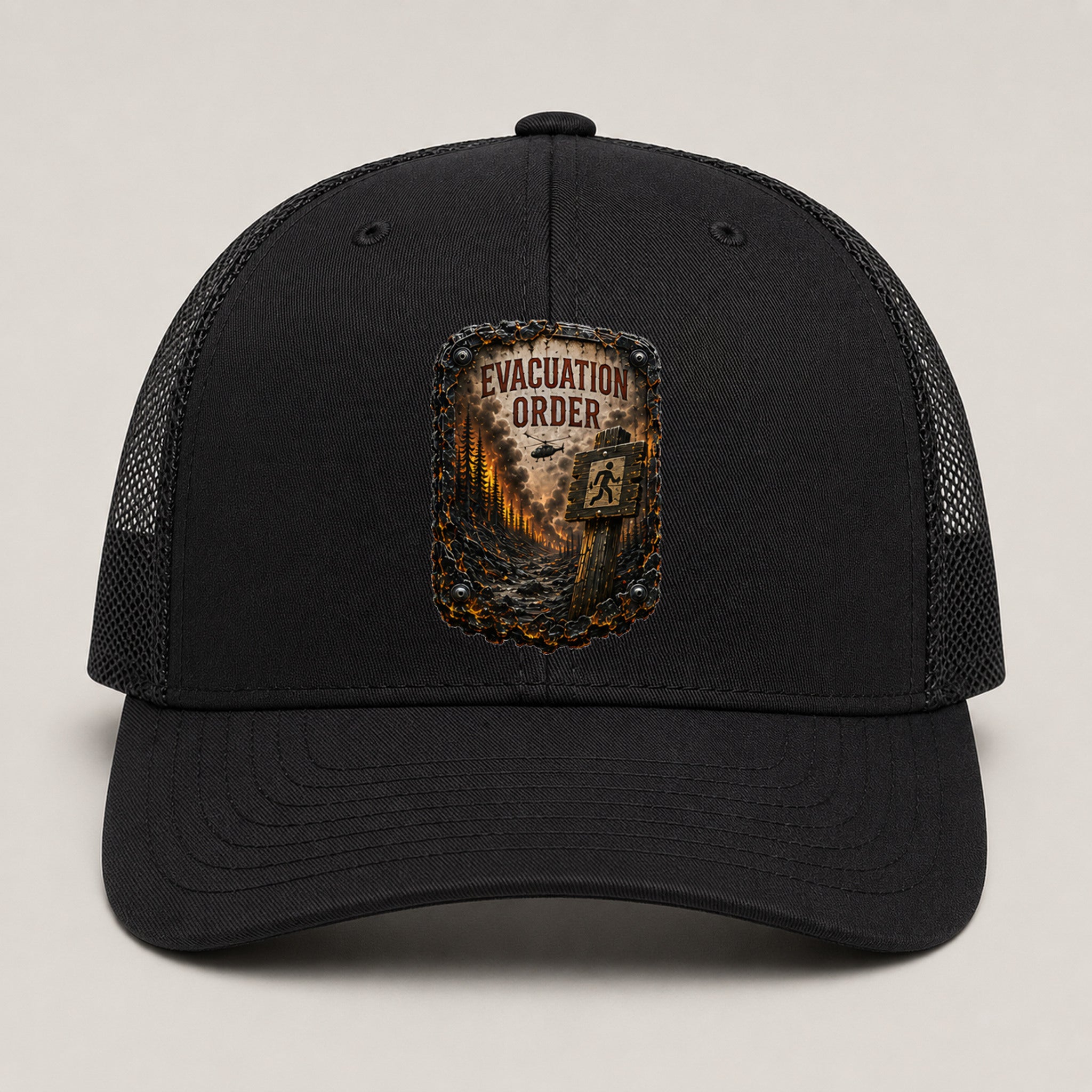 Evacuation Order Trail Relics Mid-Pro Curved-Brim Cap — primary product mockup