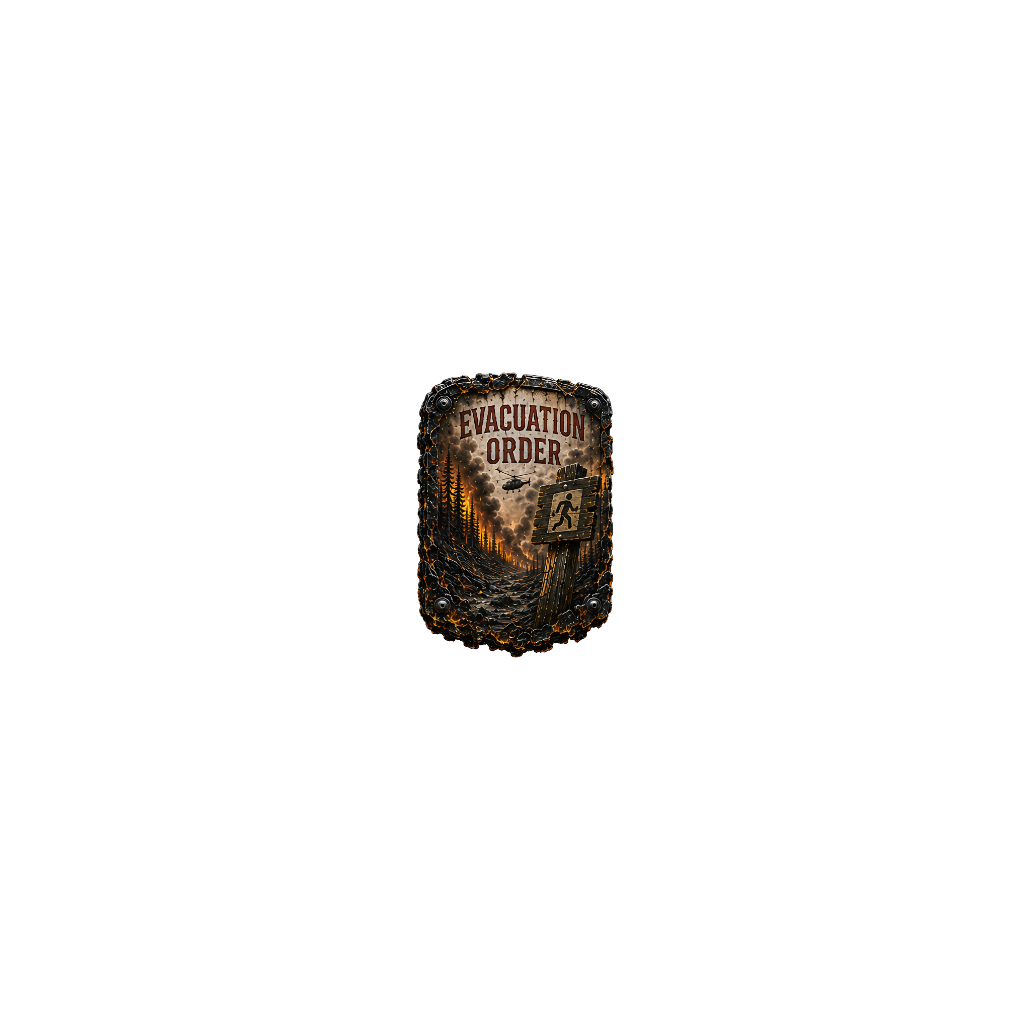Evacuation Order Trail Relics Flat-Brim Cap — artwork-only detail