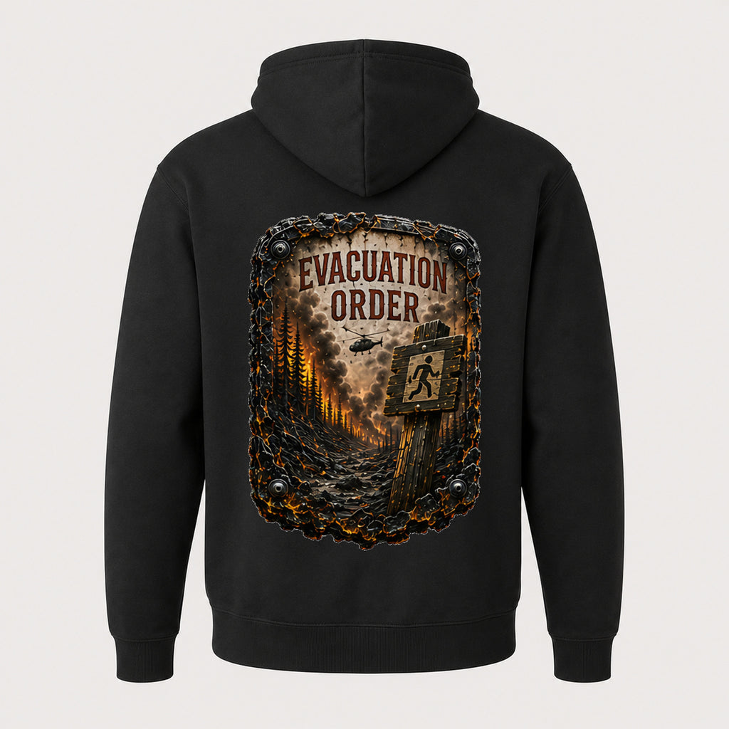 Evacuation Order Trail Relics Pullover Hoodie — back mockup / hero