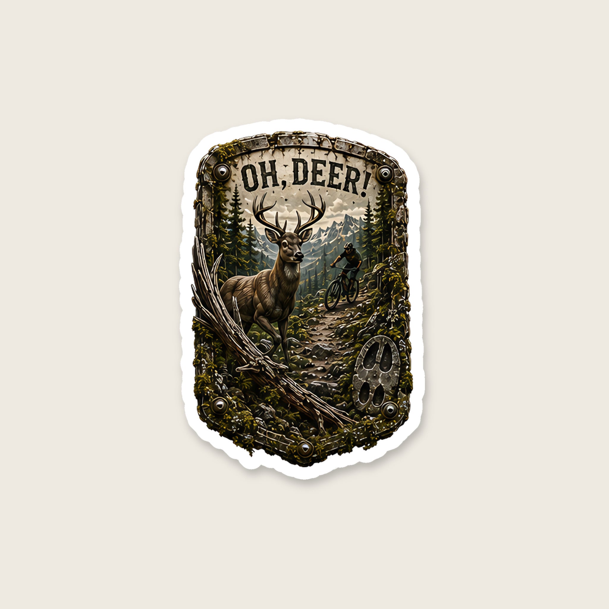 Oh, Deer! Trail Relics Matte Die-Cut Sticker — secondary / placement view