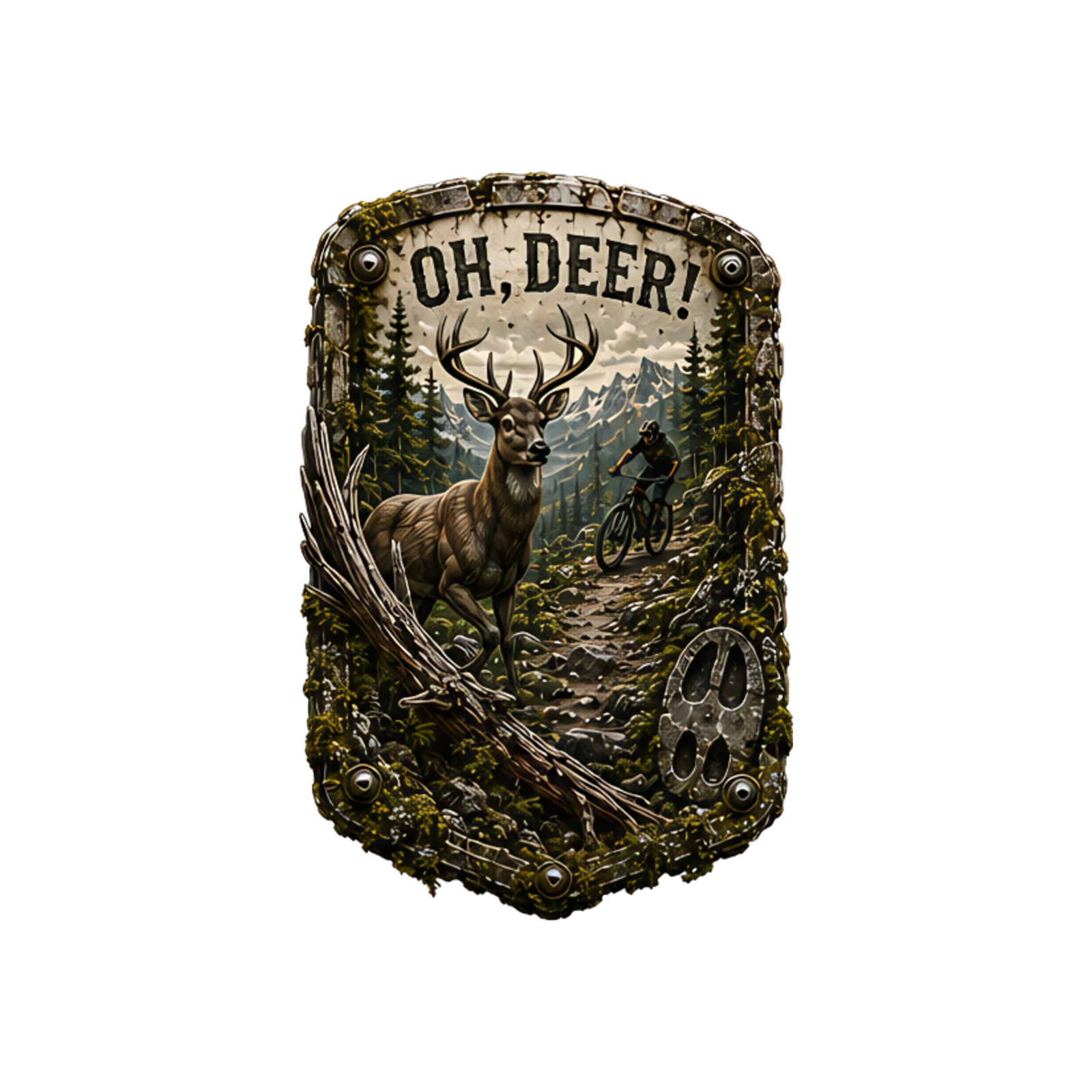 Oh, Deer! Trail Relics Mountain Bike Mudguard — artwork-only detail