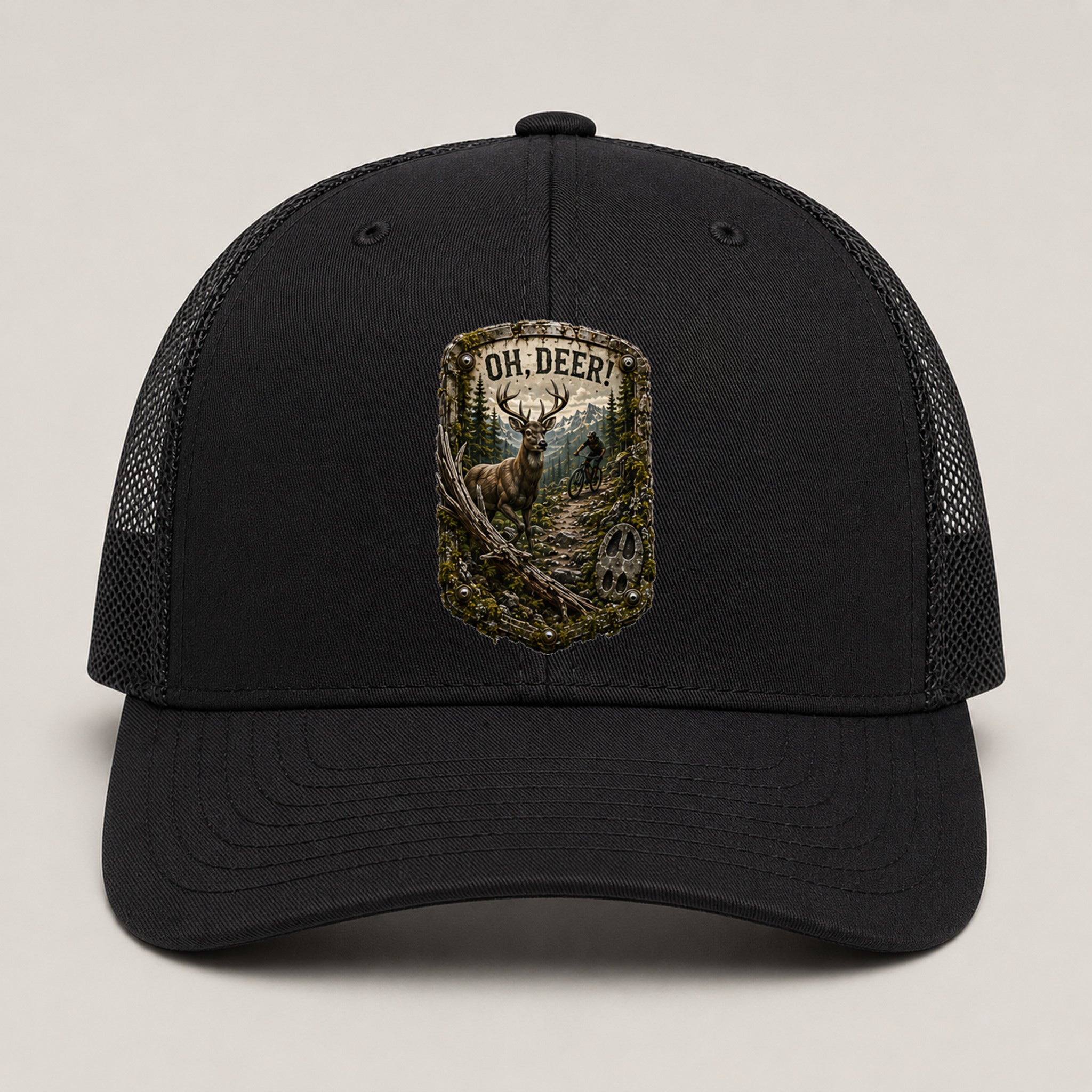 Oh, Deer! Trail Relics Mid-Pro Curved-Brim Cap — primary product mockup