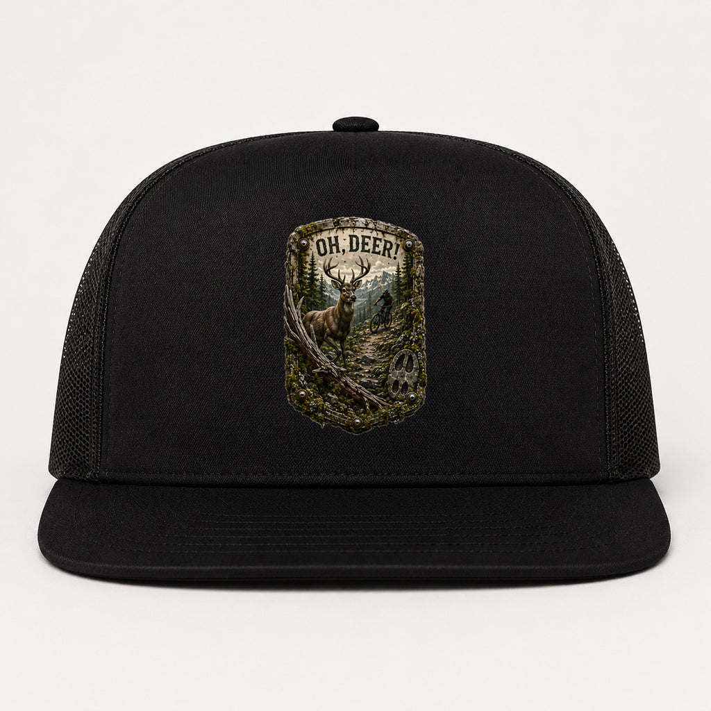 Oh, Deer! Trail Relics Flat-Brim Cap — primary product mockup