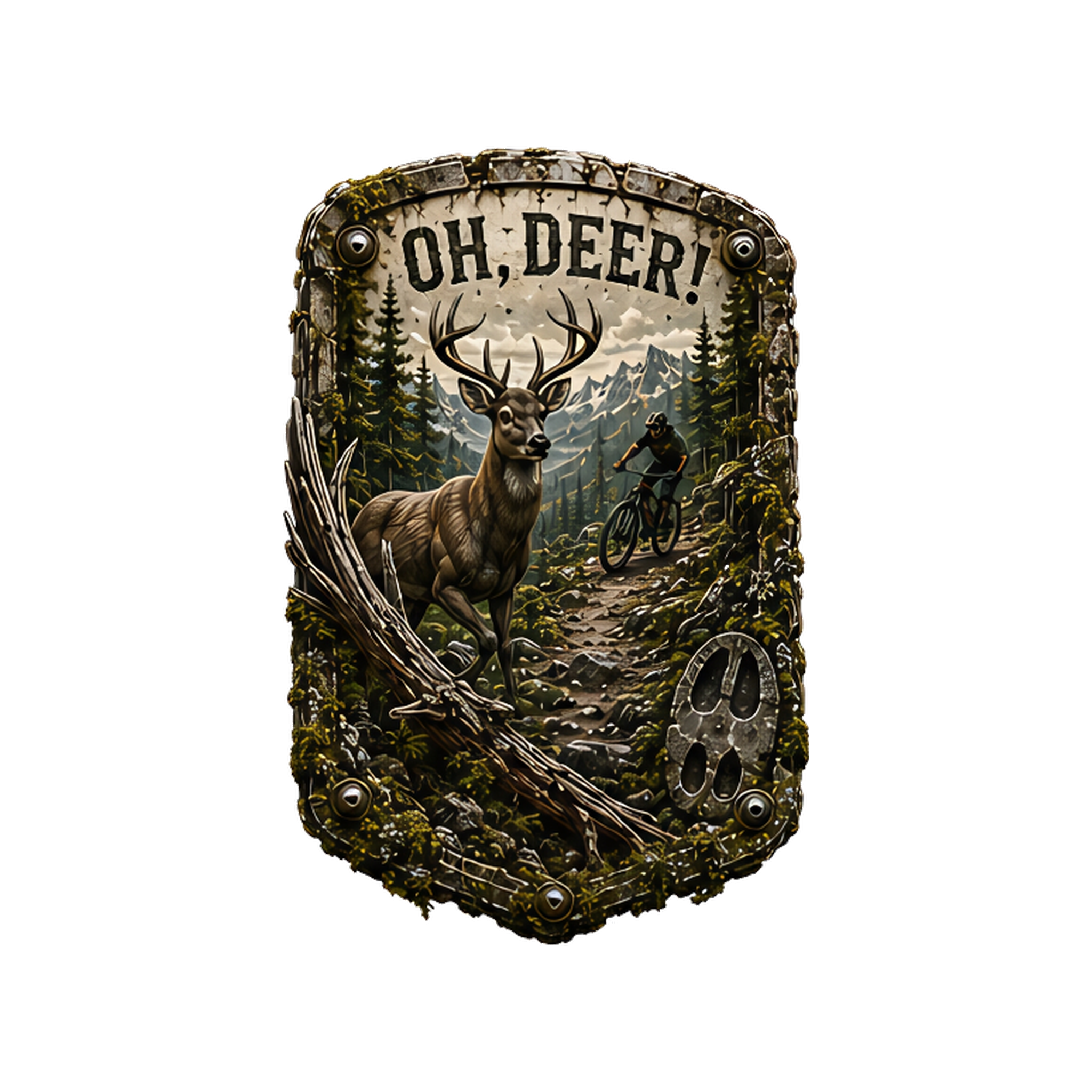 Oh, Deer! Trail Relics Small-Format Metal Painting — artwork-only detail
