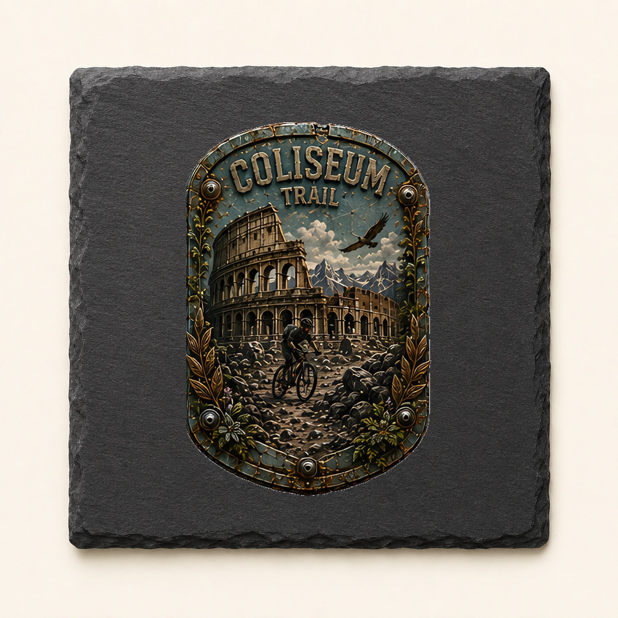 Coliseum Trail Trail Relics Slate Coaster — primary product mockup