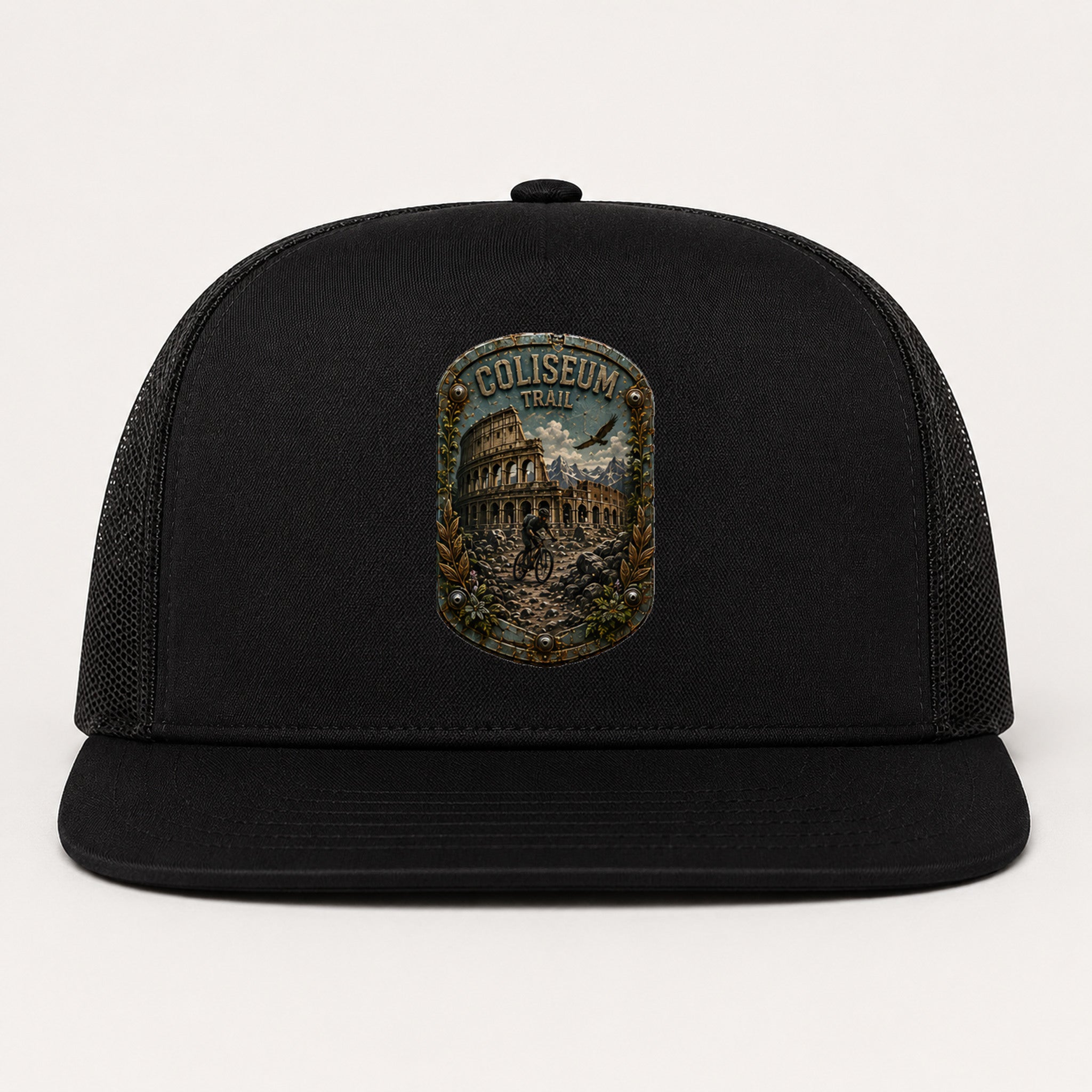Coliseum Trail Trail Relics Flat-Brim Cap — primary product mockup
