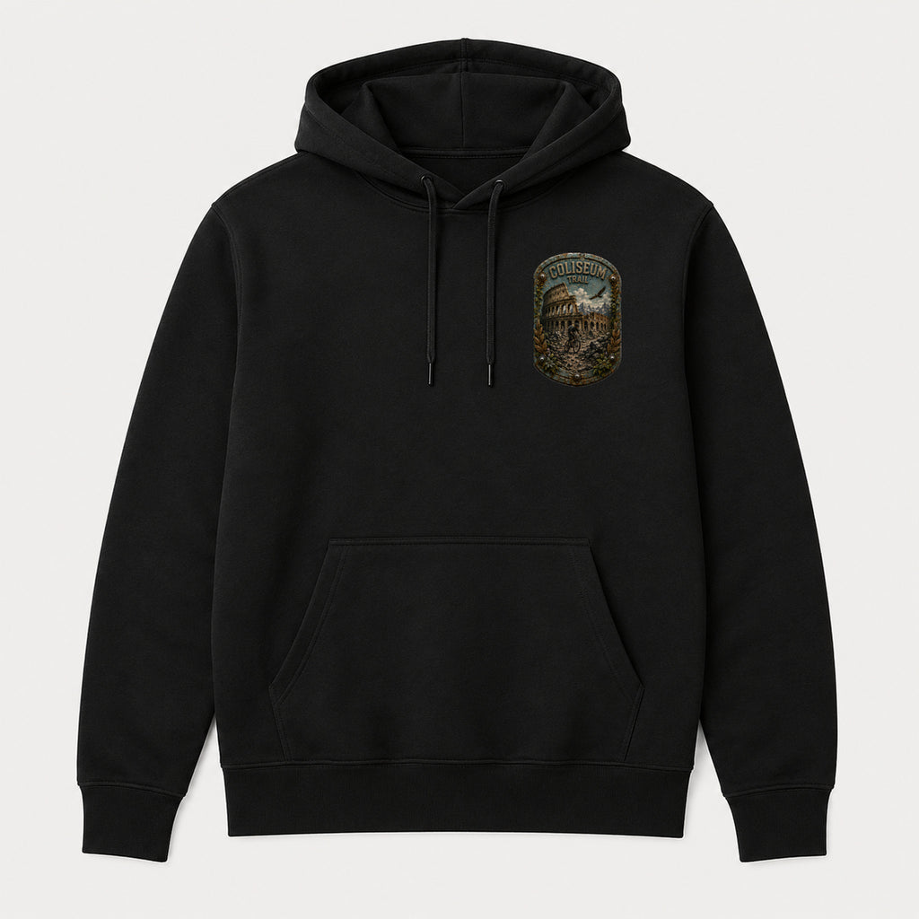 Coliseum Trail Trail Relics Pullover Hoodie — front chest mockup