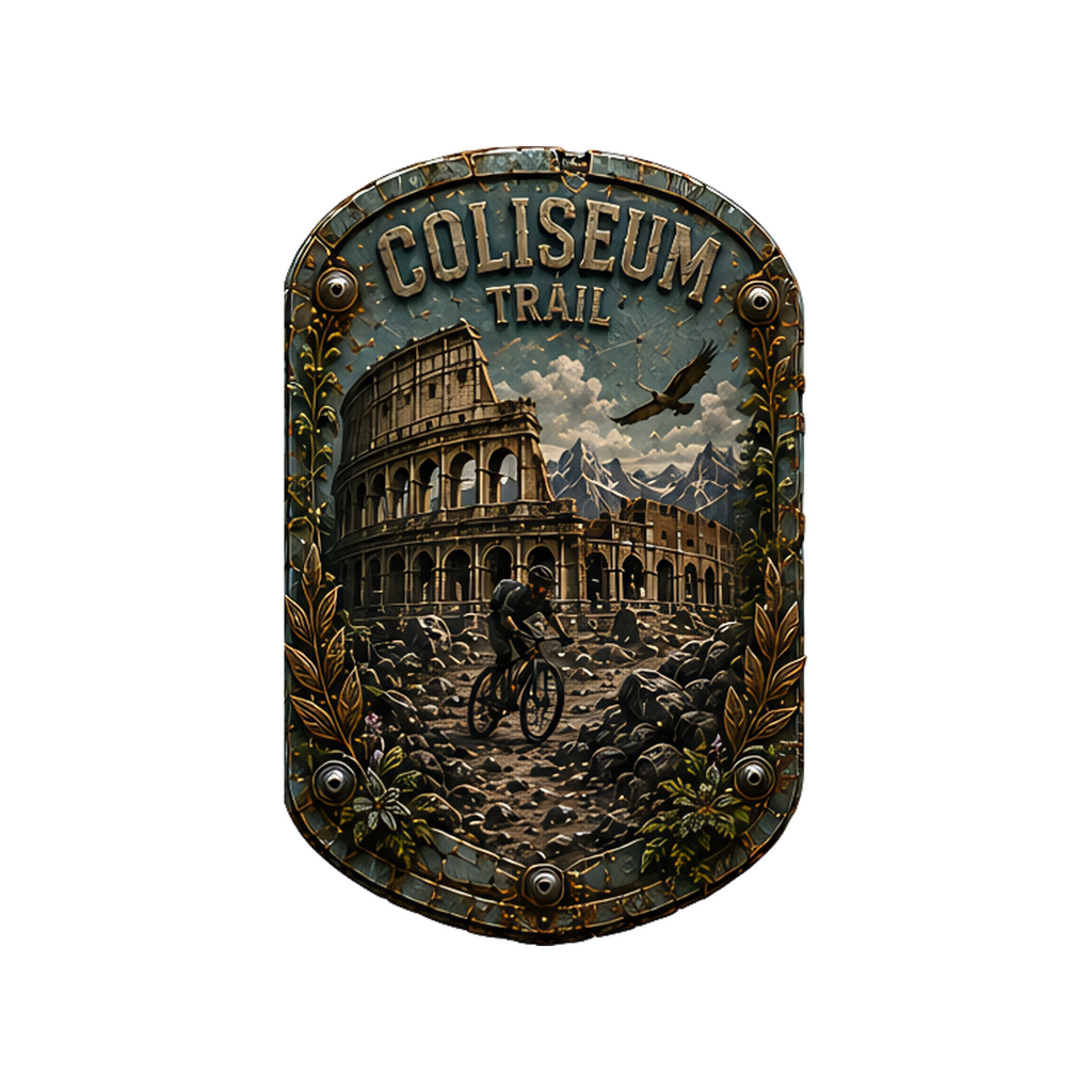 Coliseum Trail Trail Relics Small-Format Metal Painting — artwork-only detail