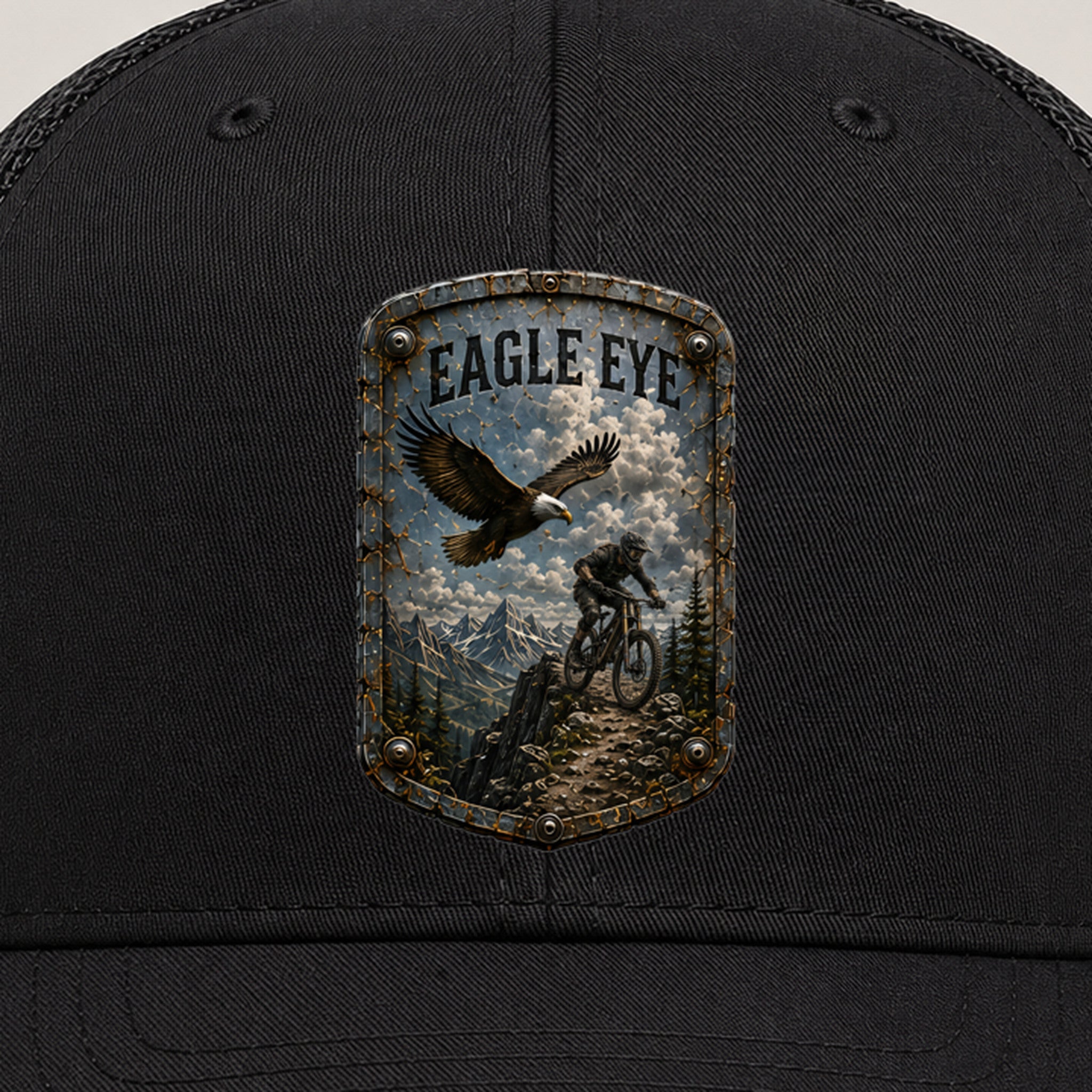 Eagle Eye Trail Relics Mid-Pro Curved-Brim Cap — front decoration close-up