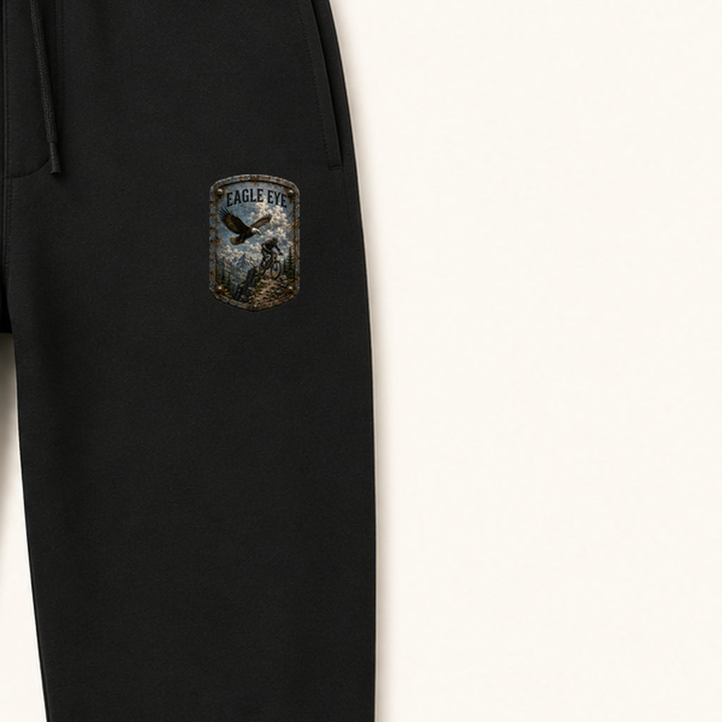 Eagle Eye Trail Relics Sweatpants — left-thigh placement close-up