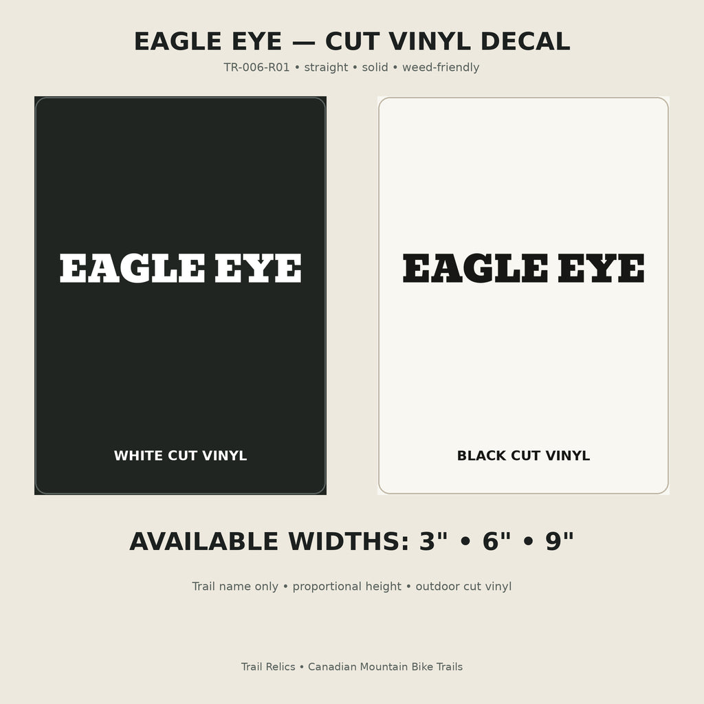 Eagle Eye Trail Relics Name-Only Cut Vinyl Decal — primary product mockup