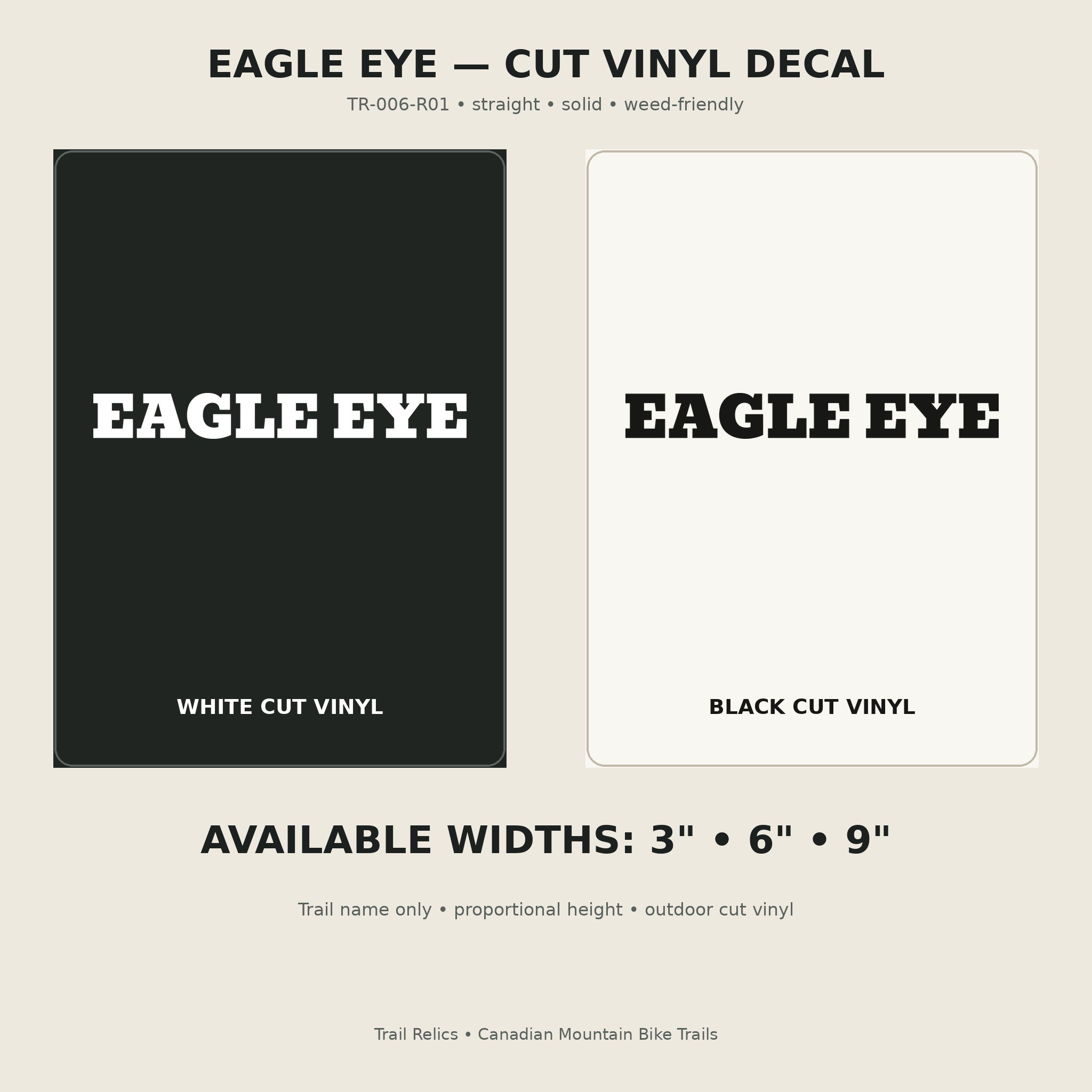 Eagle Eye Trail Relics Name-Only Cut Vinyl Decal — primary product mockup