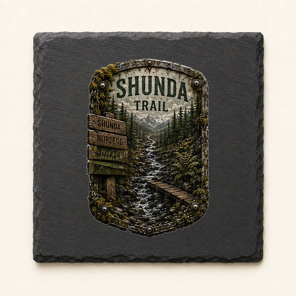 Shunda Trail Trail Relics Slate Coaster — primary product mockup