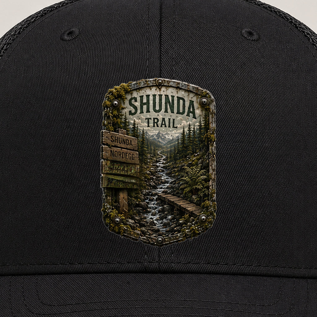 Shunda Trail Trail Relics Mid-Pro Curved-Brim Cap — front decoration close-up
