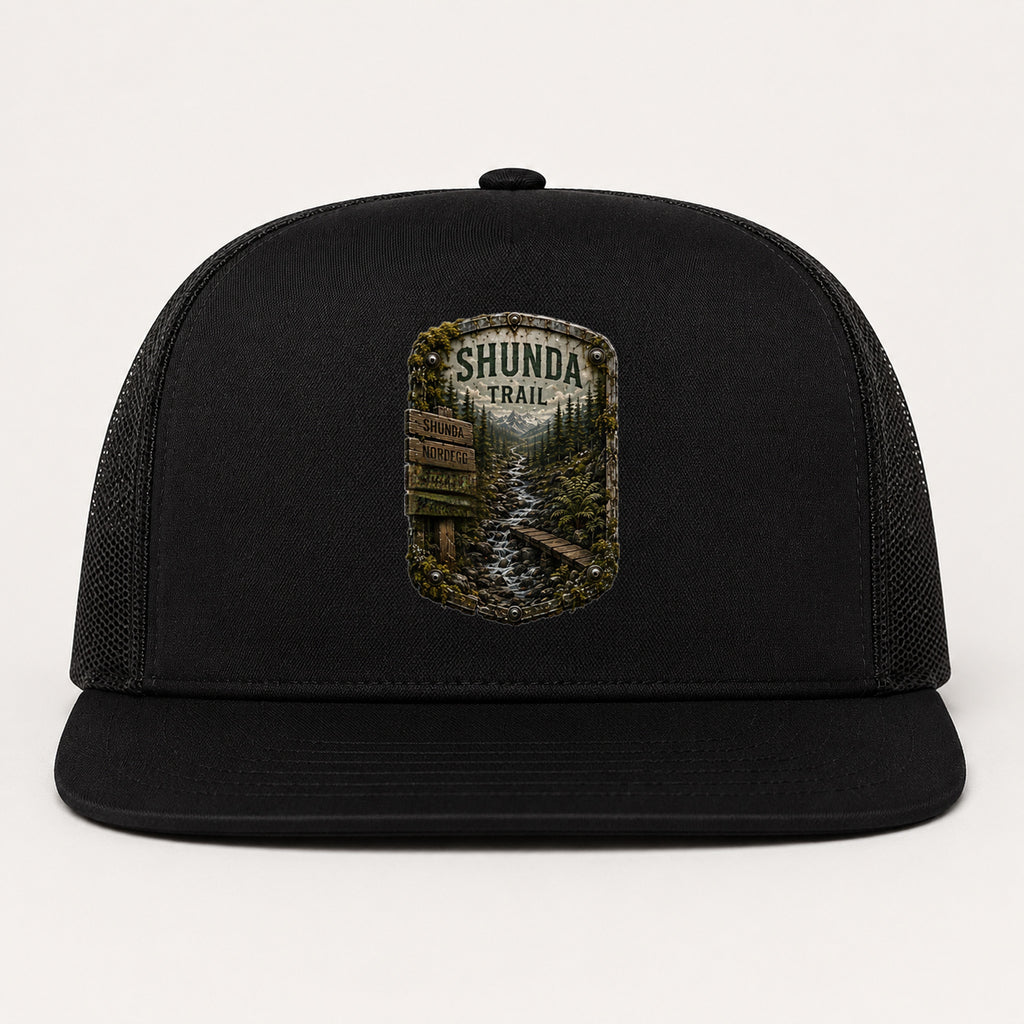 Shunda Trail Trail Relics Flat-Brim Cap — primary product mockup