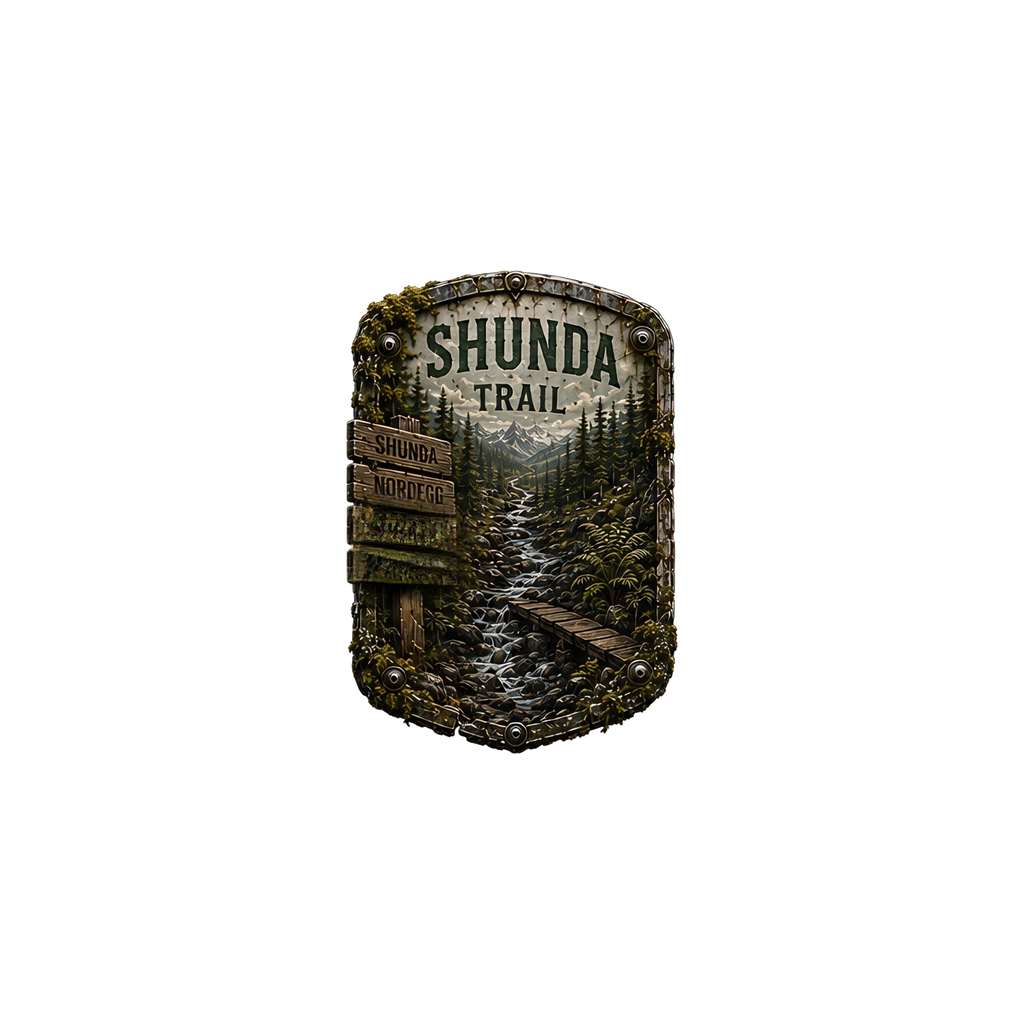 Shunda Trail Trail Relics Flat-Brim Cap — artwork-only detail