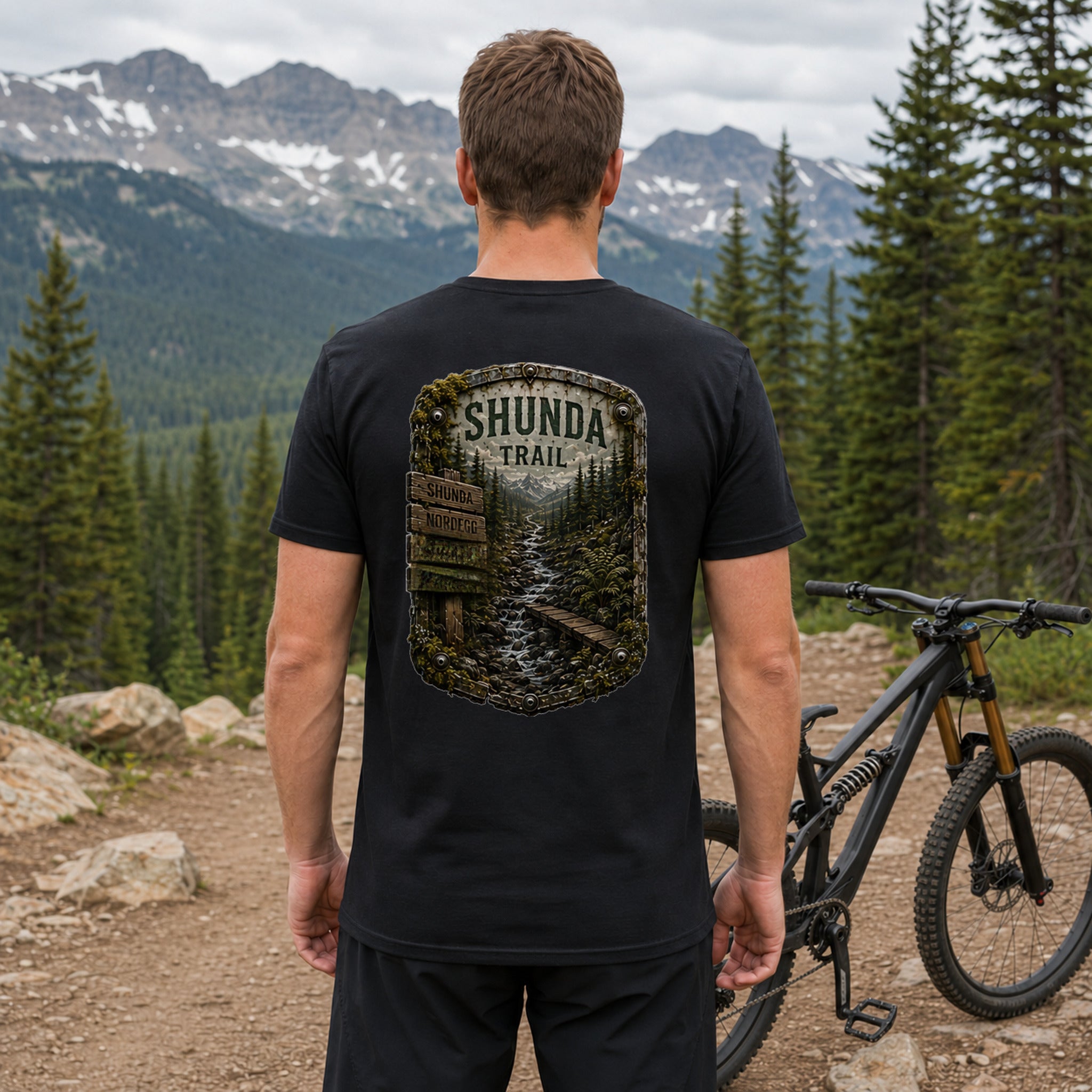 Shunda Trail Trail Relics T-Shirt — realistic lifestyle back view