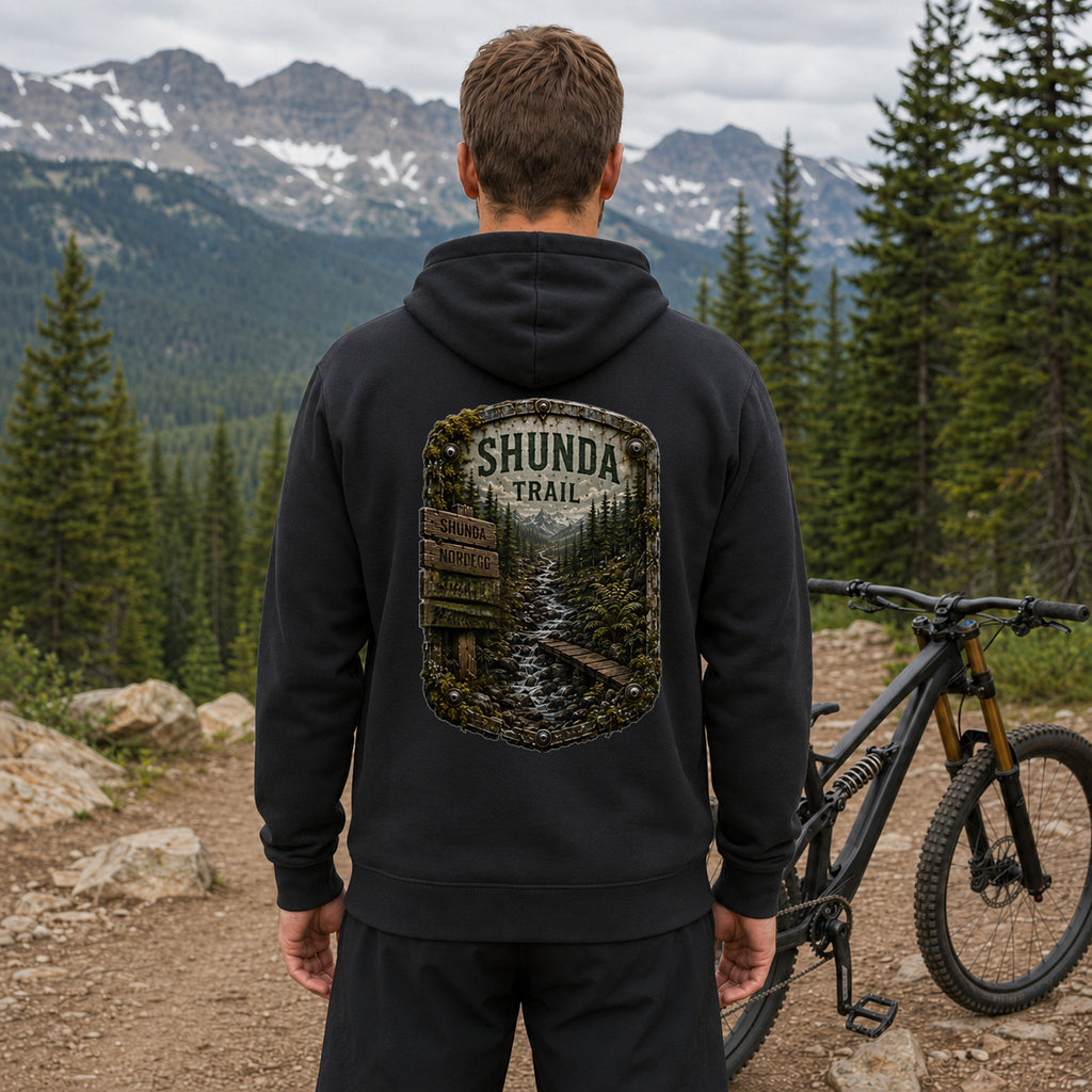 Shunda Trail Trail Relics Pullover Hoodie — realistic lifestyle back view