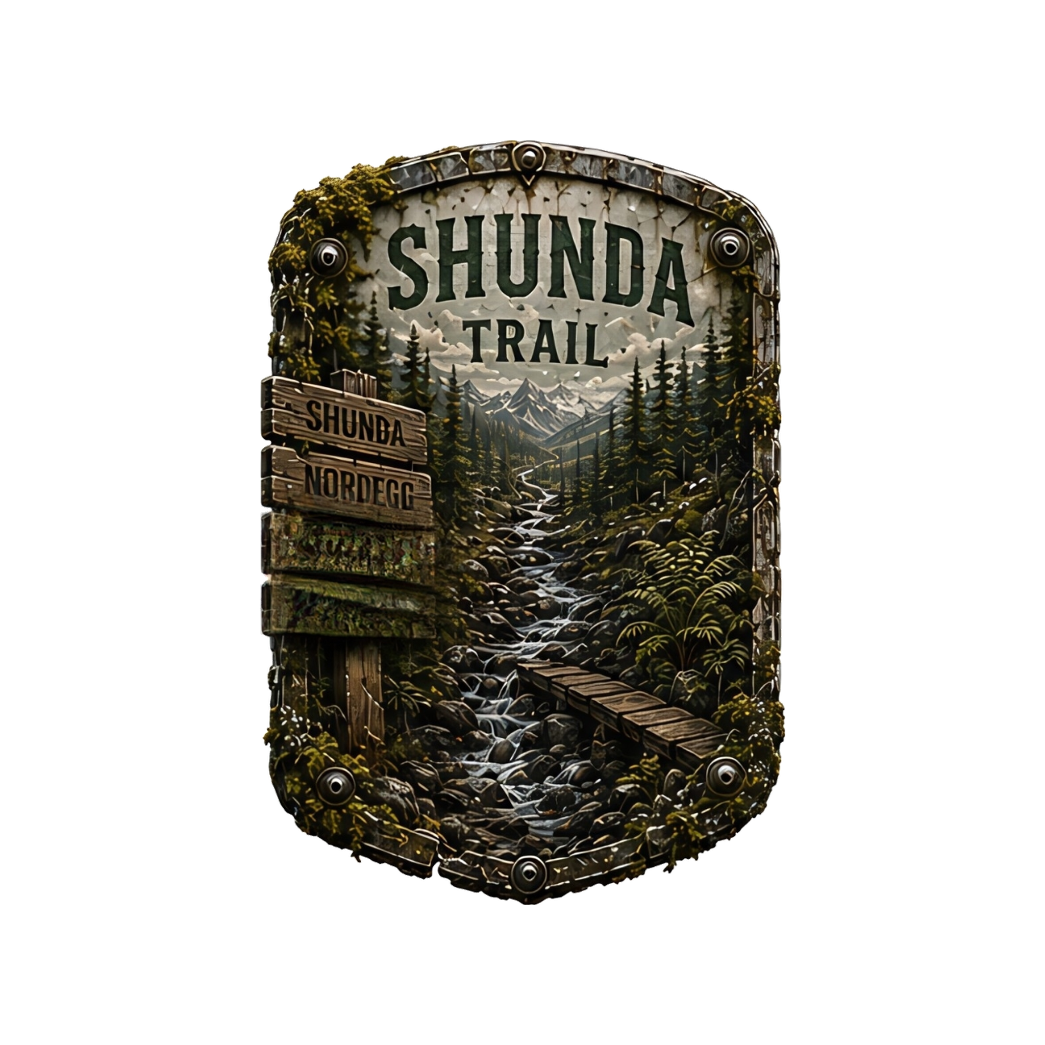 Shunda Trail Trail Relics Small-Format Metal Painting — artwork-only detail