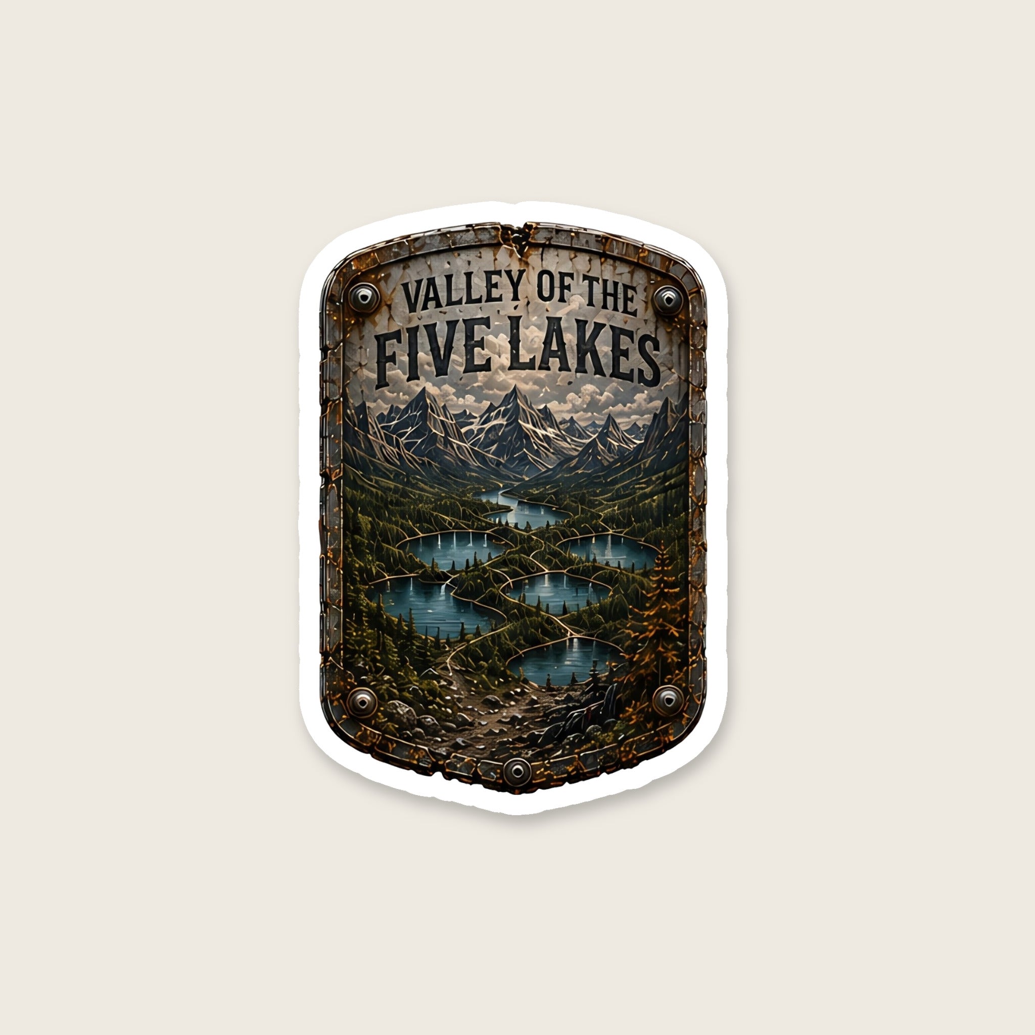 Valley of the Five Lakes Trail Relics Matte Die-Cut Sticker — sticker close-up