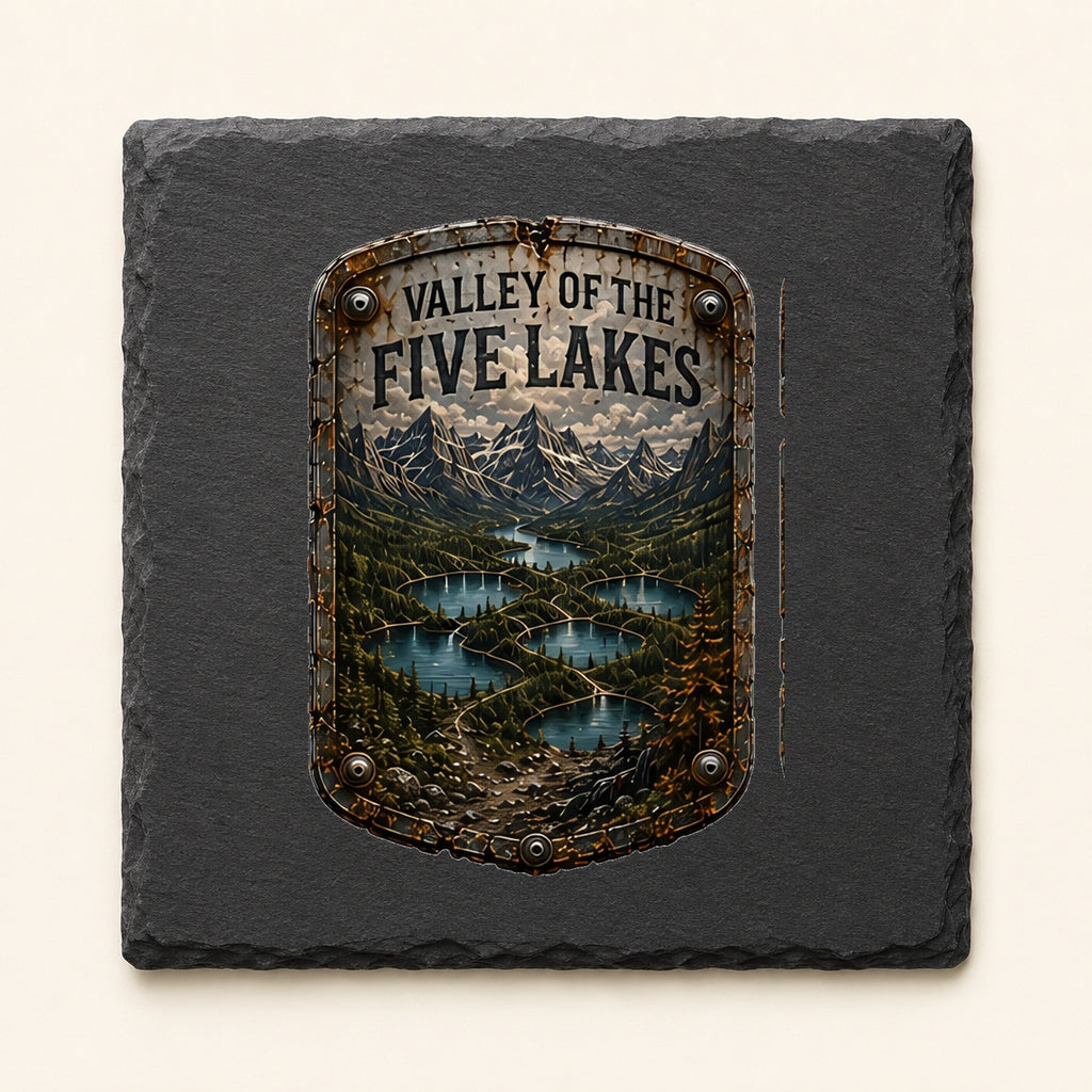 Valley of the Five Lakes Trail Relics Slate Coaster — primary product mockup