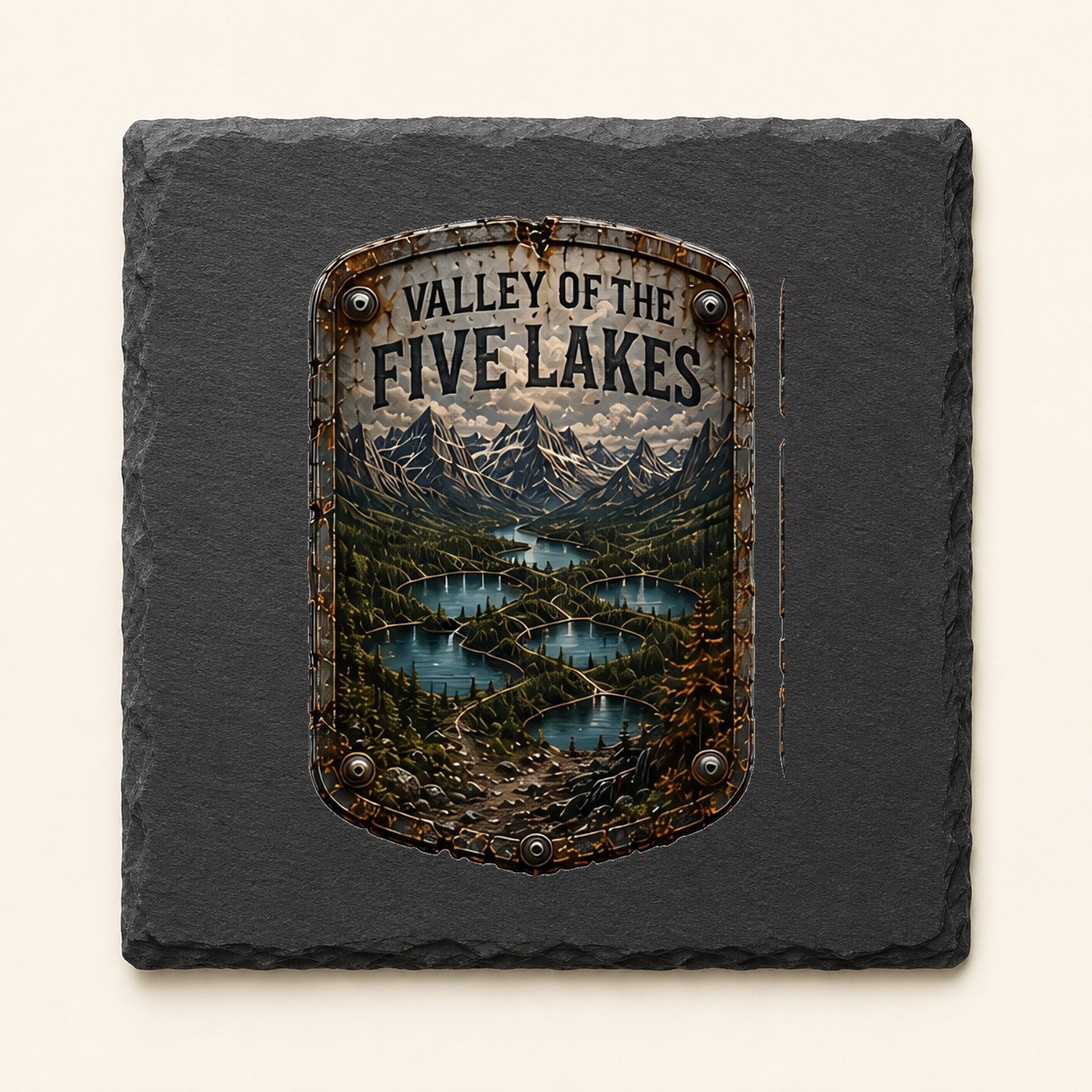 Valley of the Five Lakes Trail Relics Slate Coaster — primary product mockup