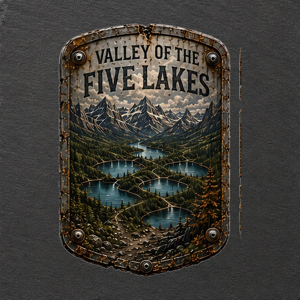 Valley of the Five Lakes Trail Relics Slate Coaster — colour-print close-up