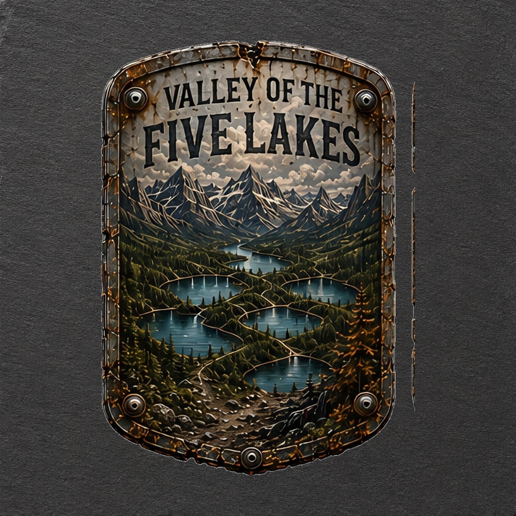 Valley of the Five Lakes Trail Relics Slate Coaster — colour-print close-up