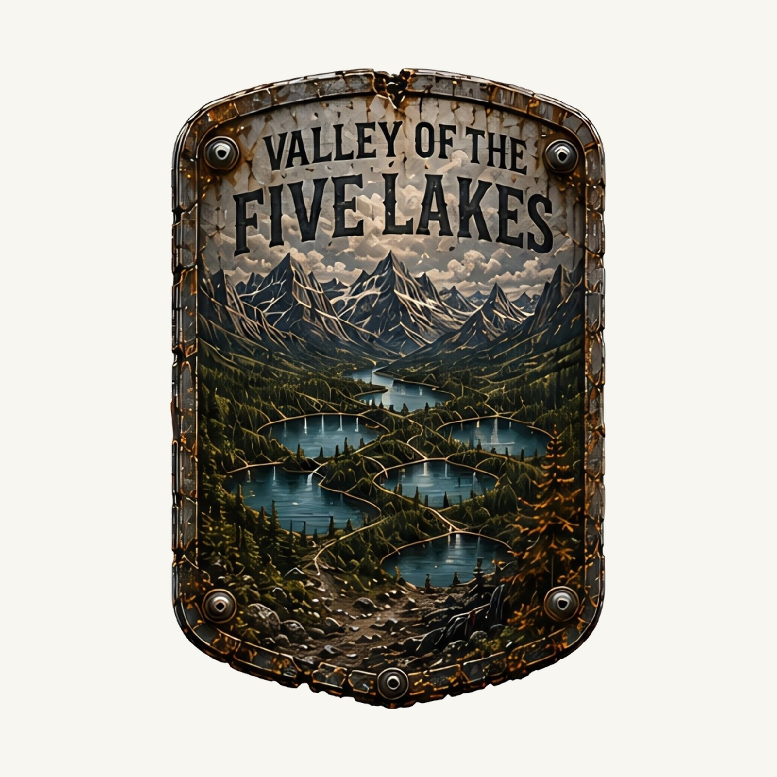 Valley of the Five Lakes Trail Relics Mountain Bike Mudguard — artwork-only detail