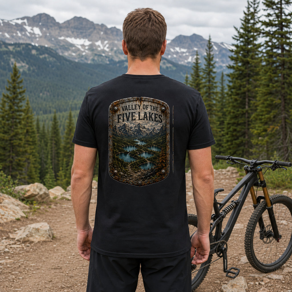 Valley of the Five Lakes Trail Relics T-Shirt — realistic lifestyle back view
