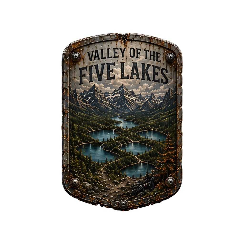 Valley of the Five Lakes Trail Relics Small-Format Metal Painting — artwork-only detail