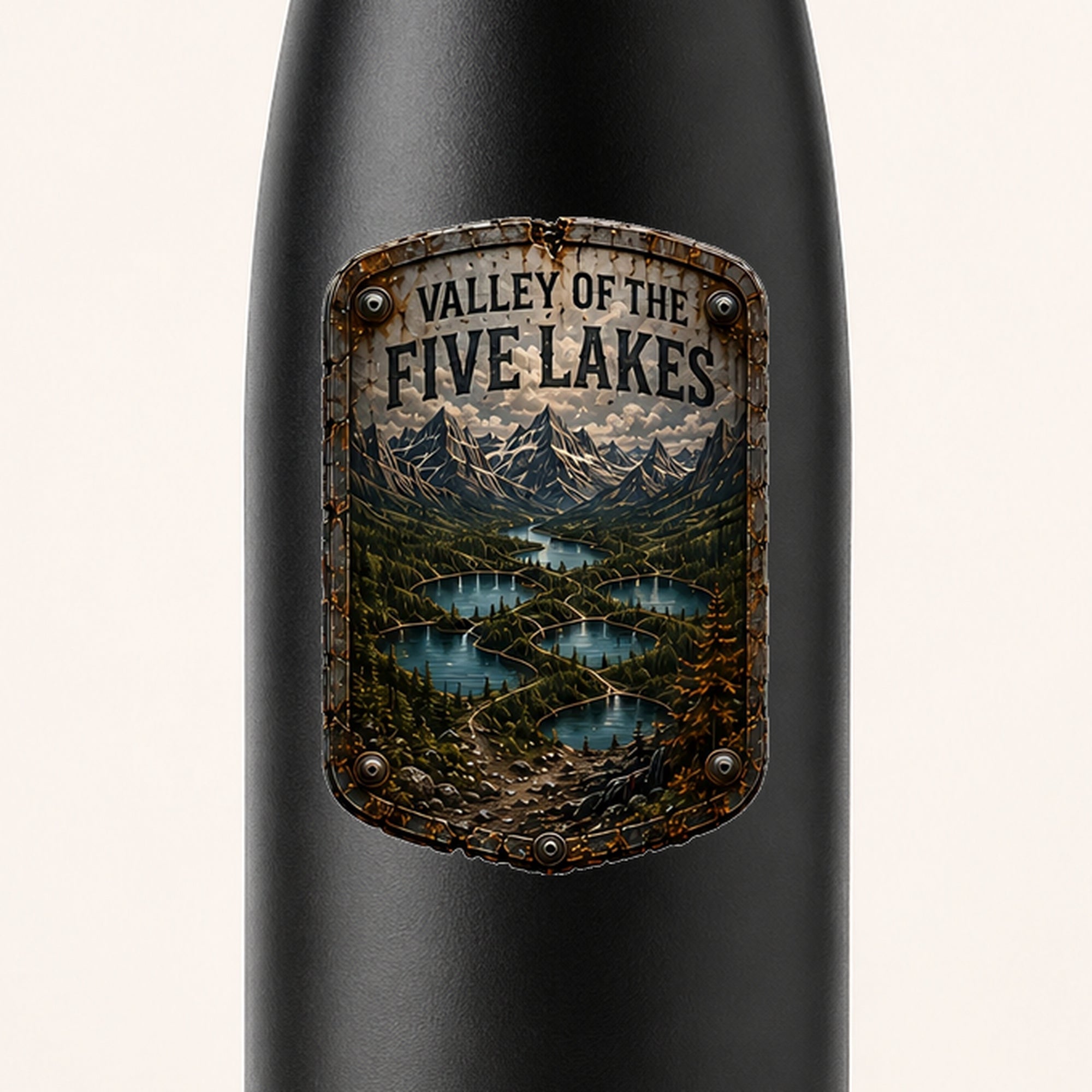Valley of the Five Lakes Trail Relics Insulated Sport Bottle — UV-print close-up