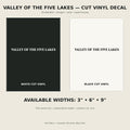 Valley of the Five Lakes Trail Relics Name-Only Cut Vinyl Decal — primary product mockup
