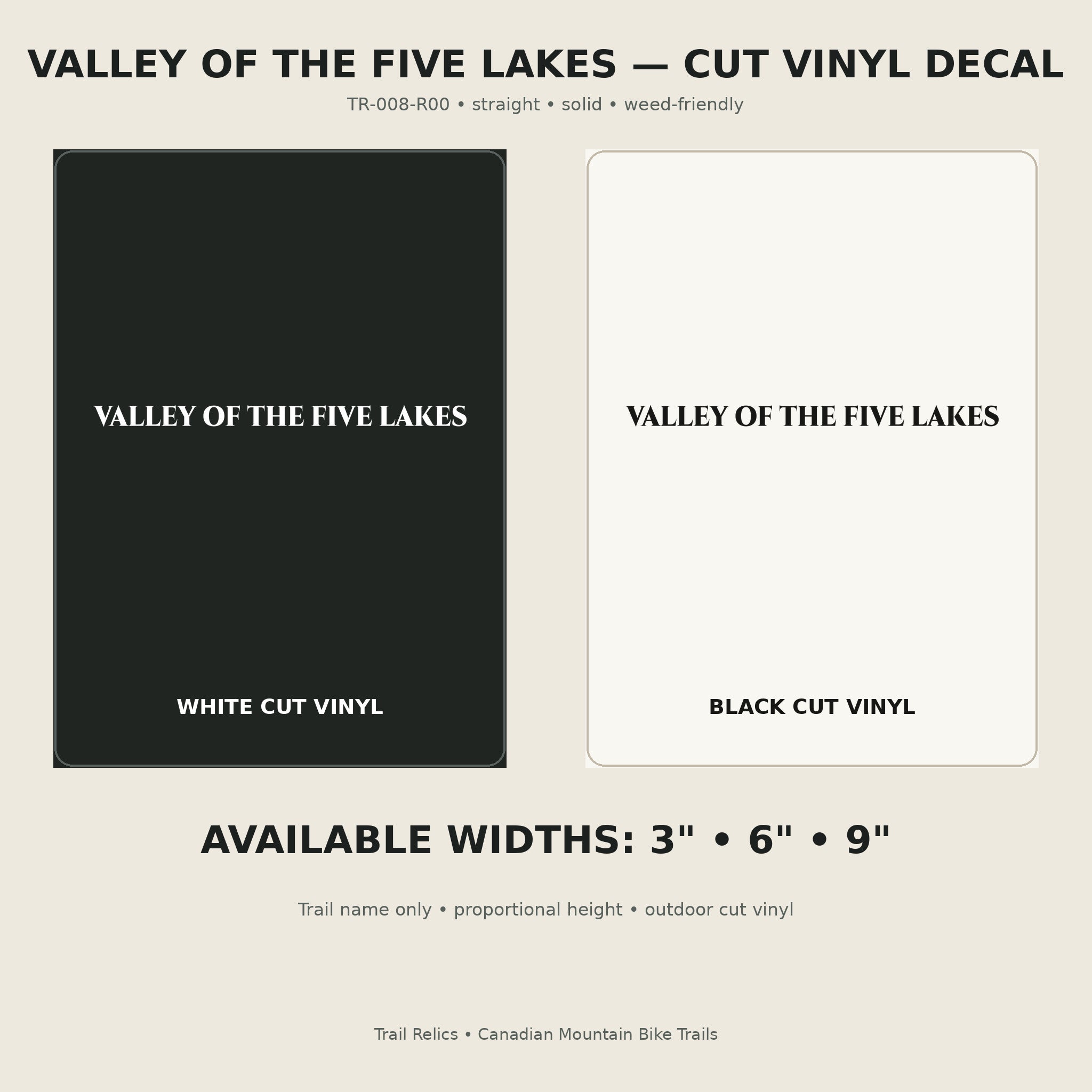 Valley of the Five Lakes Trail Relics Name-Only Cut Vinyl Decal — primary product mockup