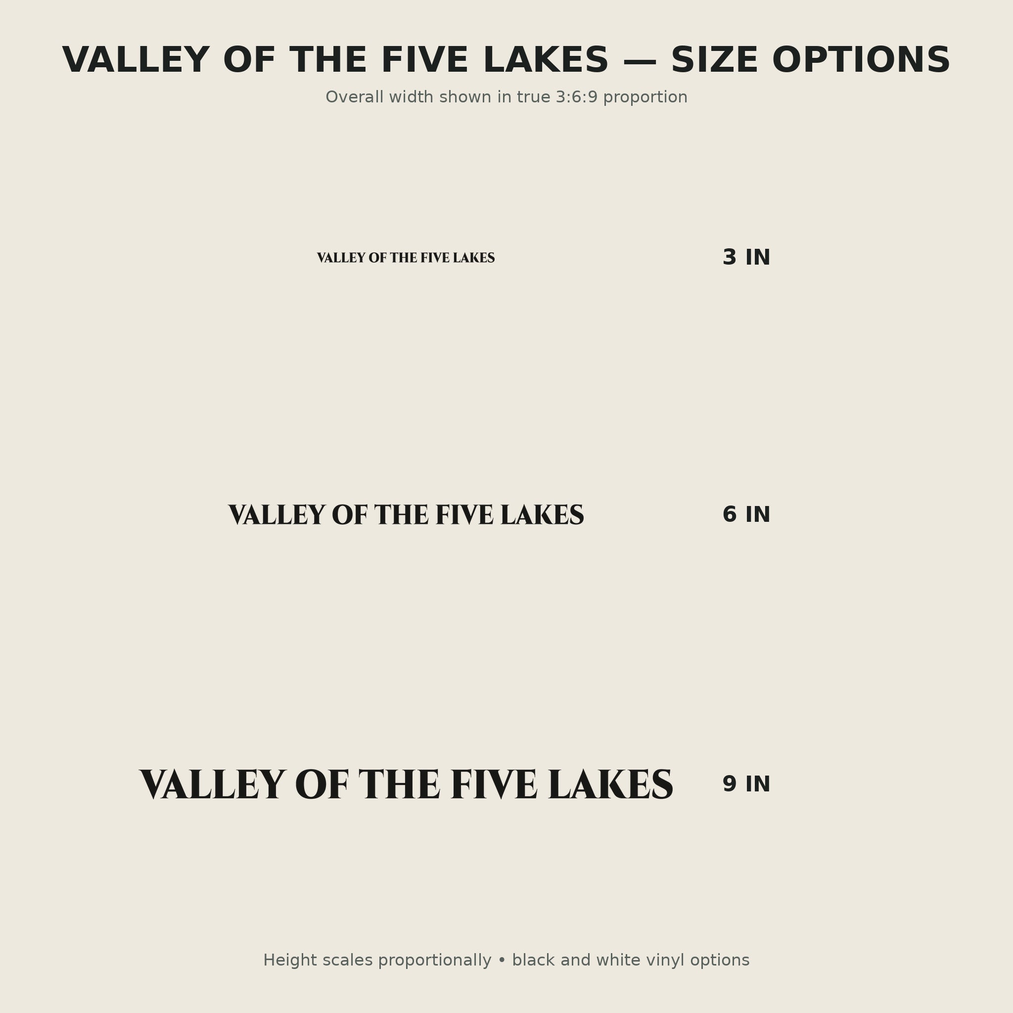 Valley of the Five Lakes Trail Relics Name-Only Cut Vinyl Decal — size options