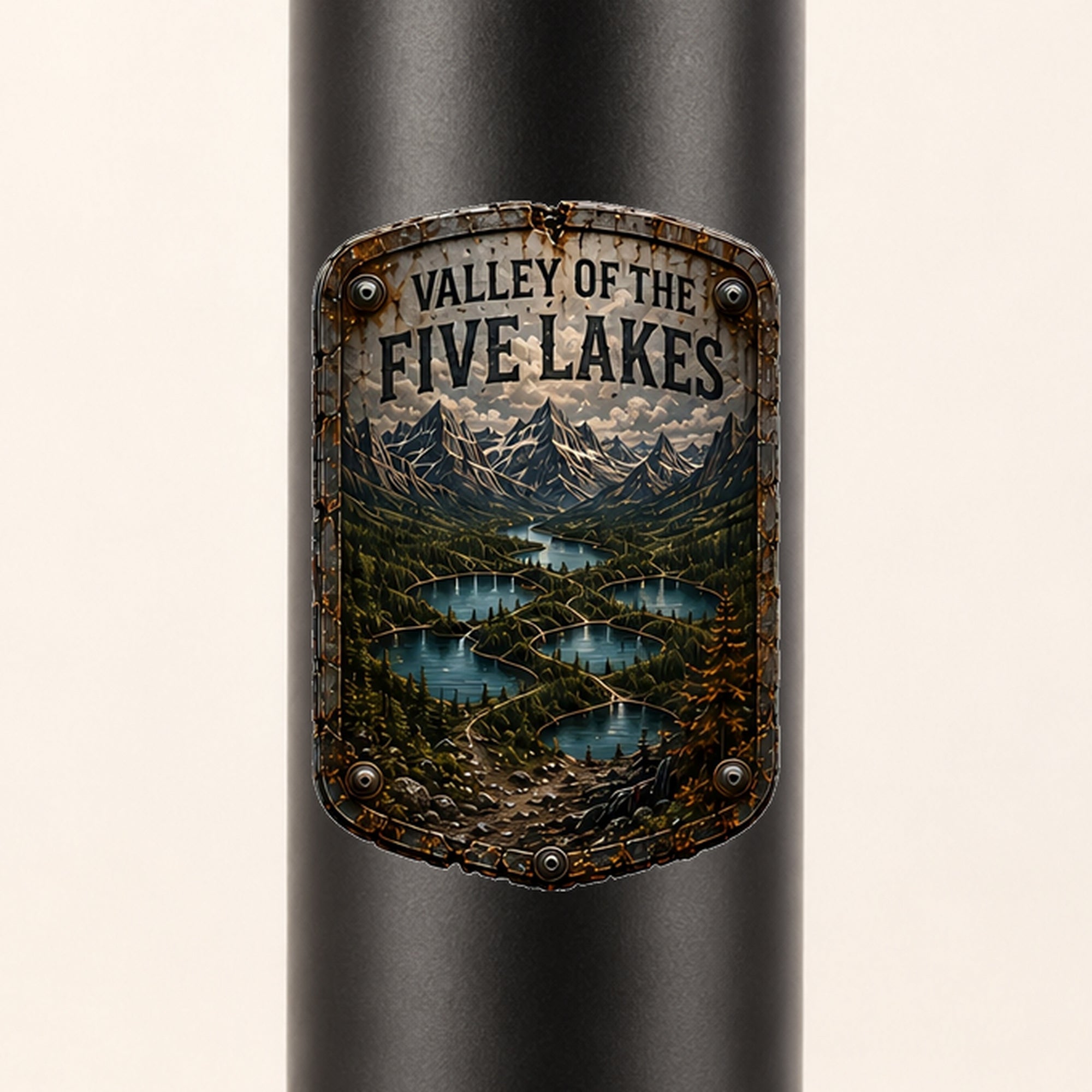 Valley of the Five Lakes Trail Relics Insulated Straw Bottle — UV-print close-up