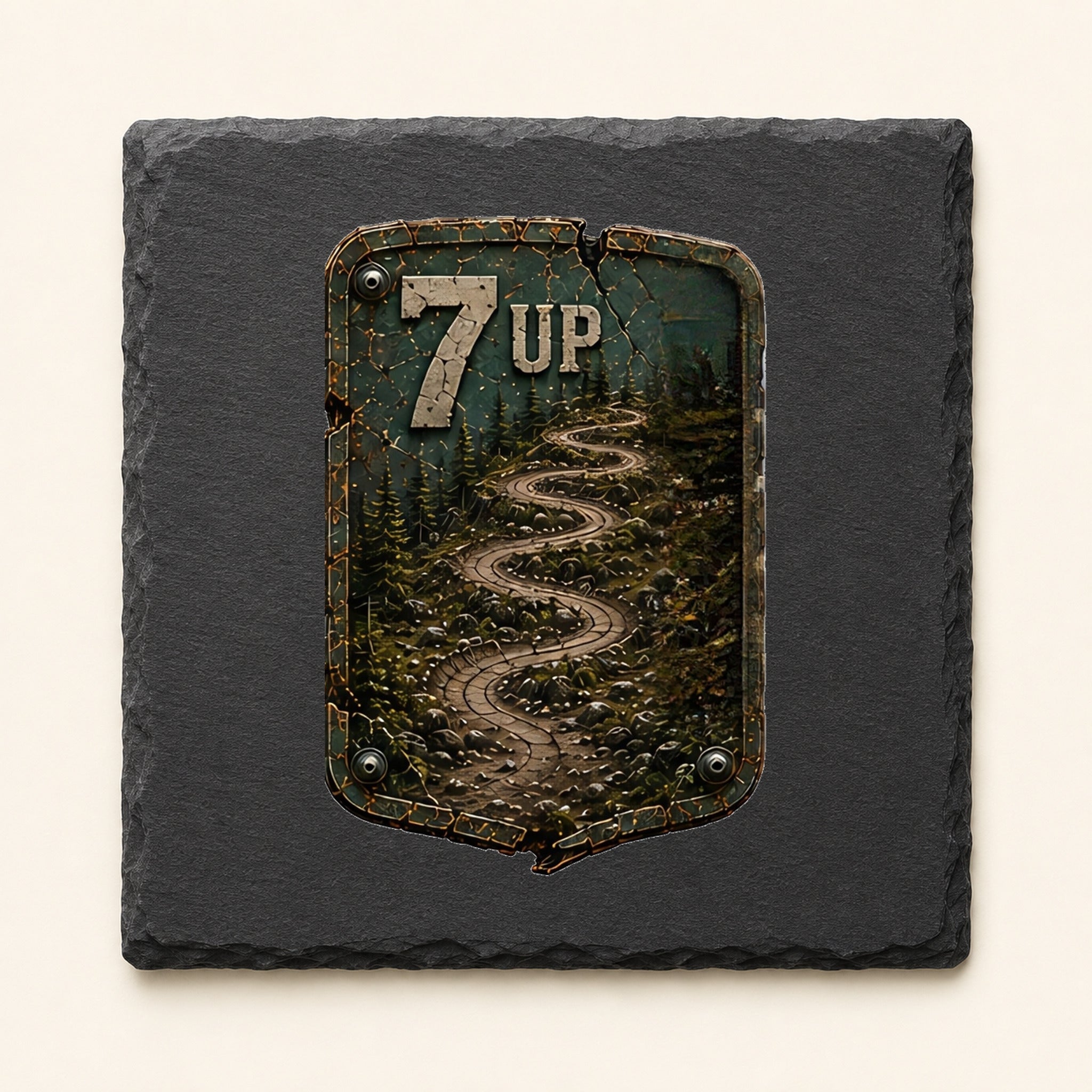 7 Up Trail Relics Slate Coaster — primary product mockup