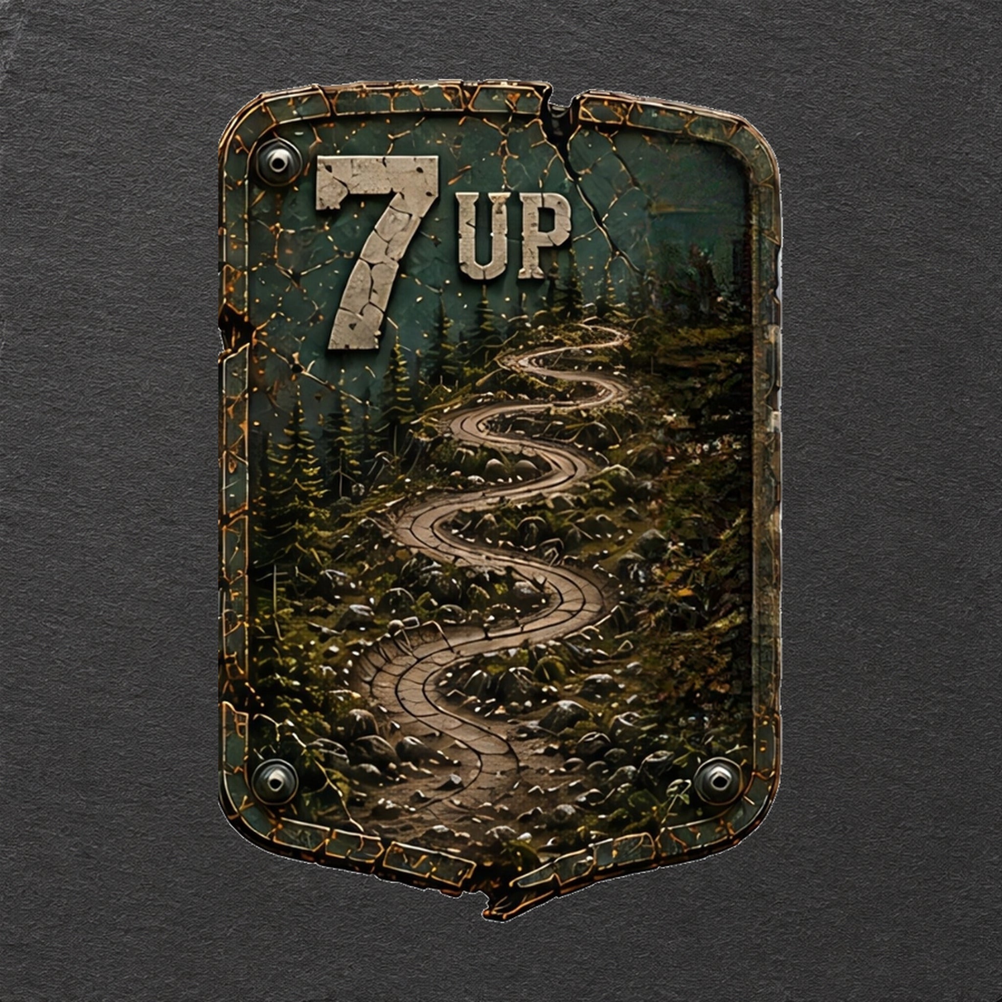 7 Up Trail Relics Slate Coaster — colour-print close-up