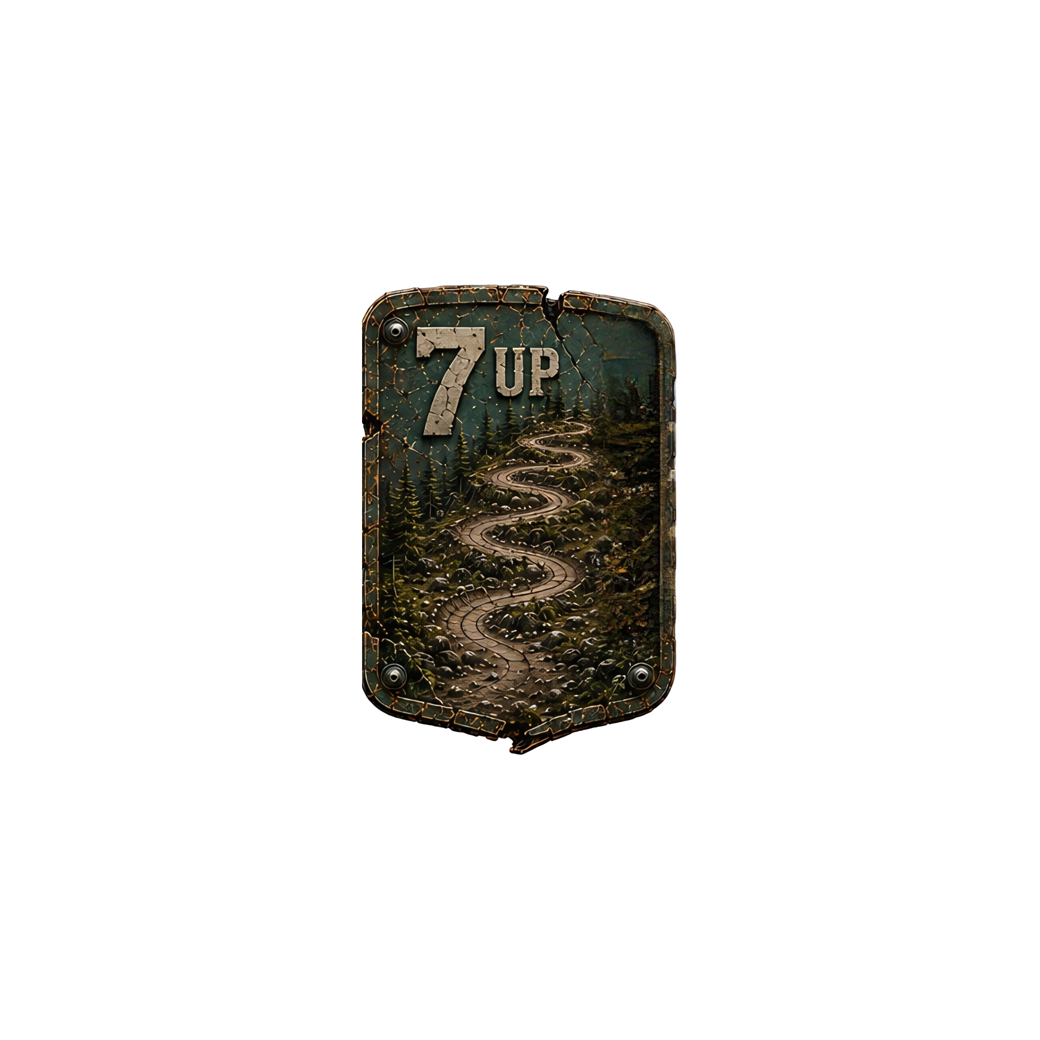 7 Up Trail Relics Slate Coaster — artwork-only detail