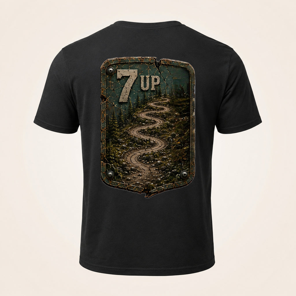 7 Up Trail Relics T-Shirt — back mockup / hero