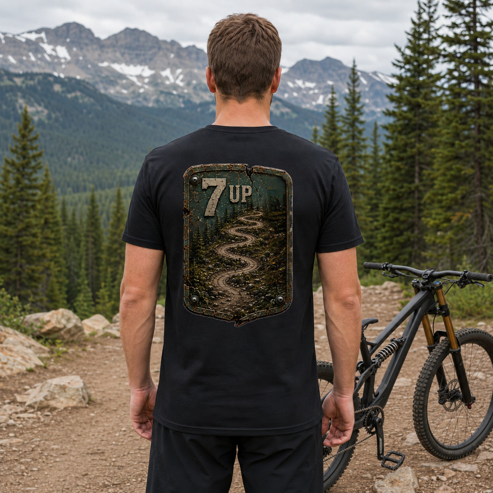 7 Up Trail Relics T-Shirt — realistic lifestyle back view