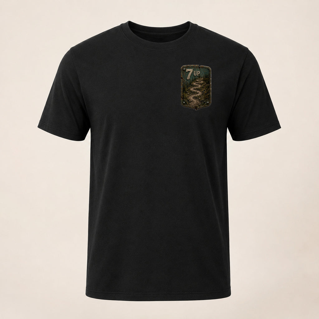 7 Up Trail Relics T-Shirt — front chest mockup
