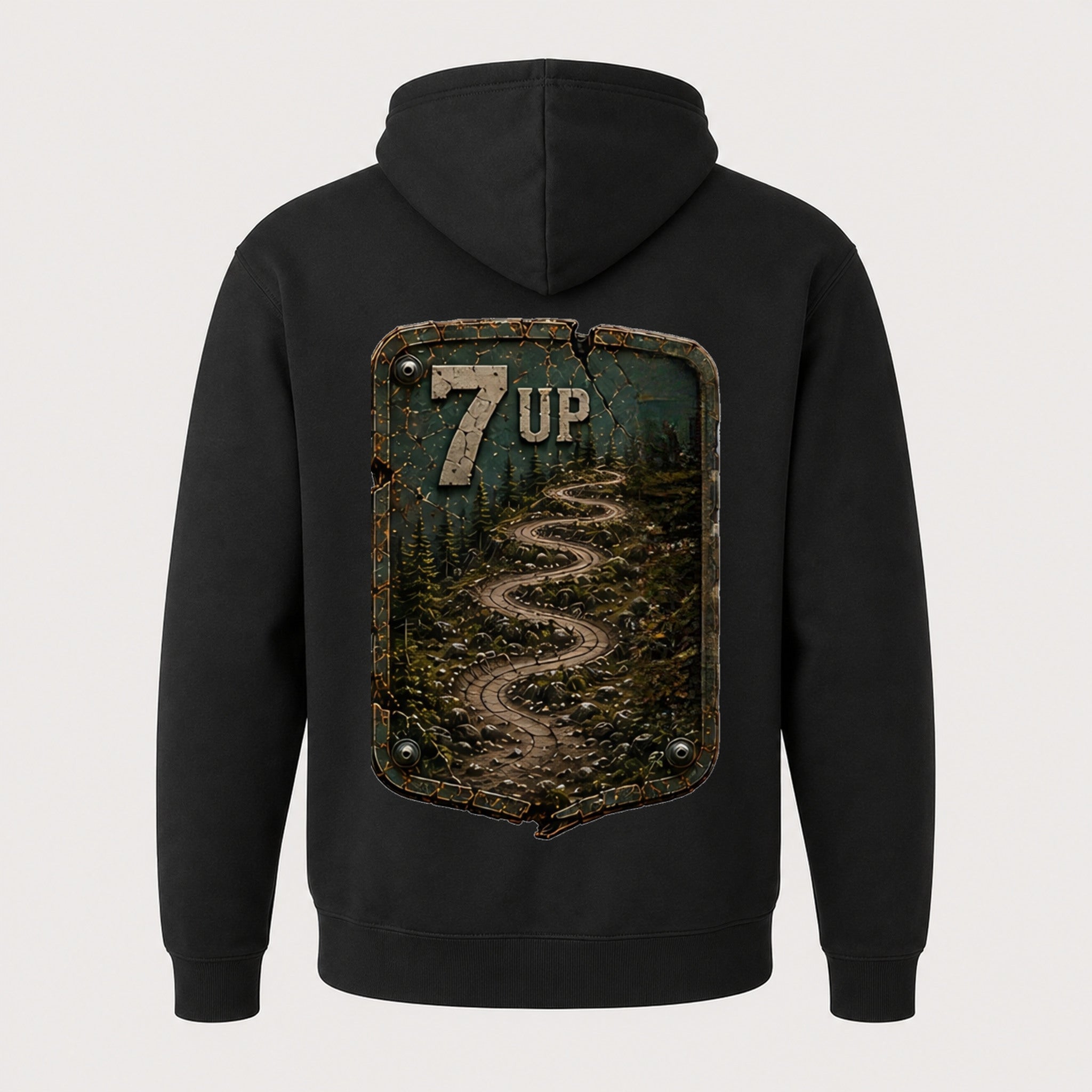 7 Up Trail Relics Pullover Hoodie — back mockup / hero