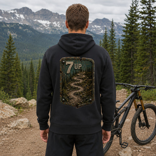 7 Up Trail Relics Pullover Hoodie — realistic lifestyle back view