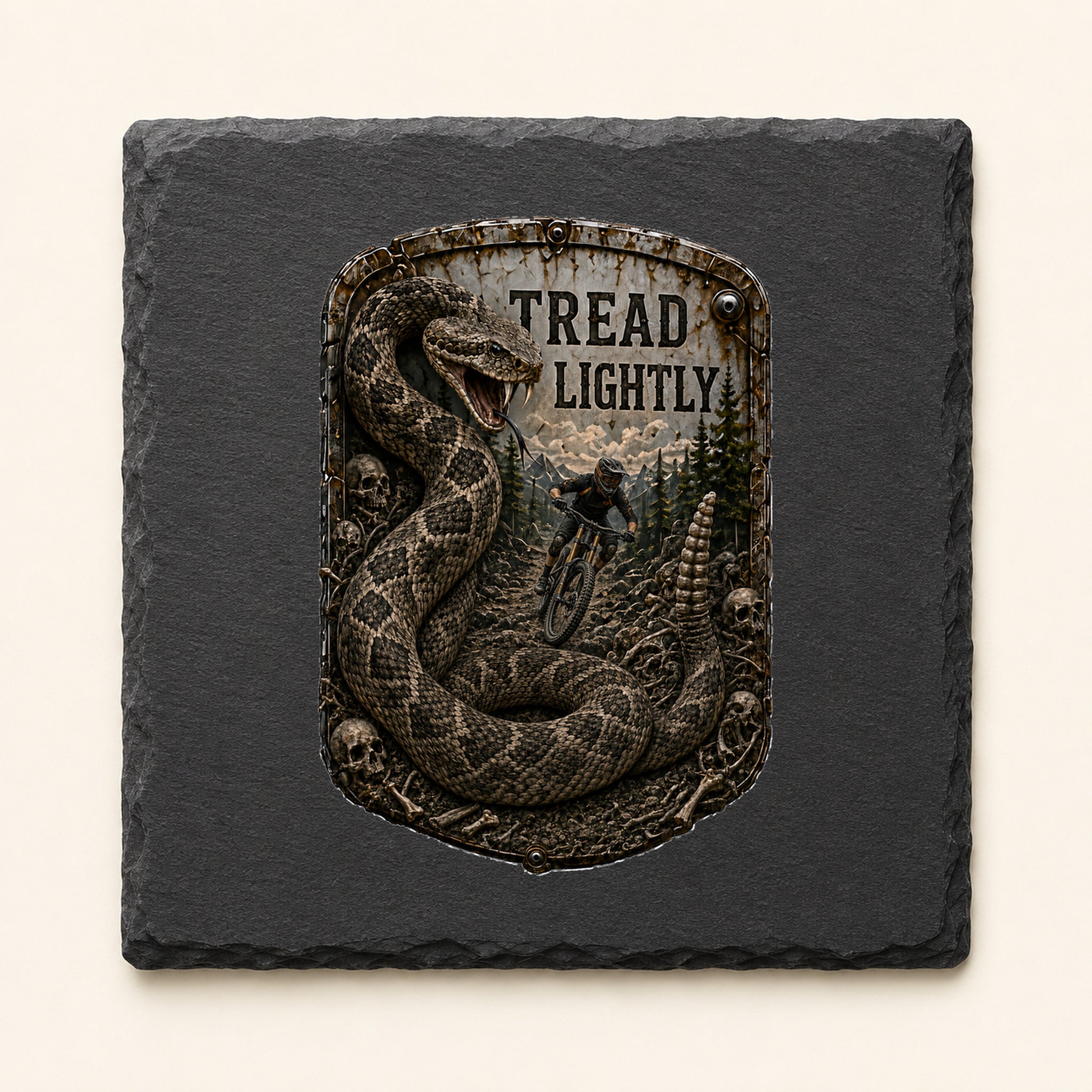 Tread Lightly Trail Relics Slate Coaster — primary product mockup