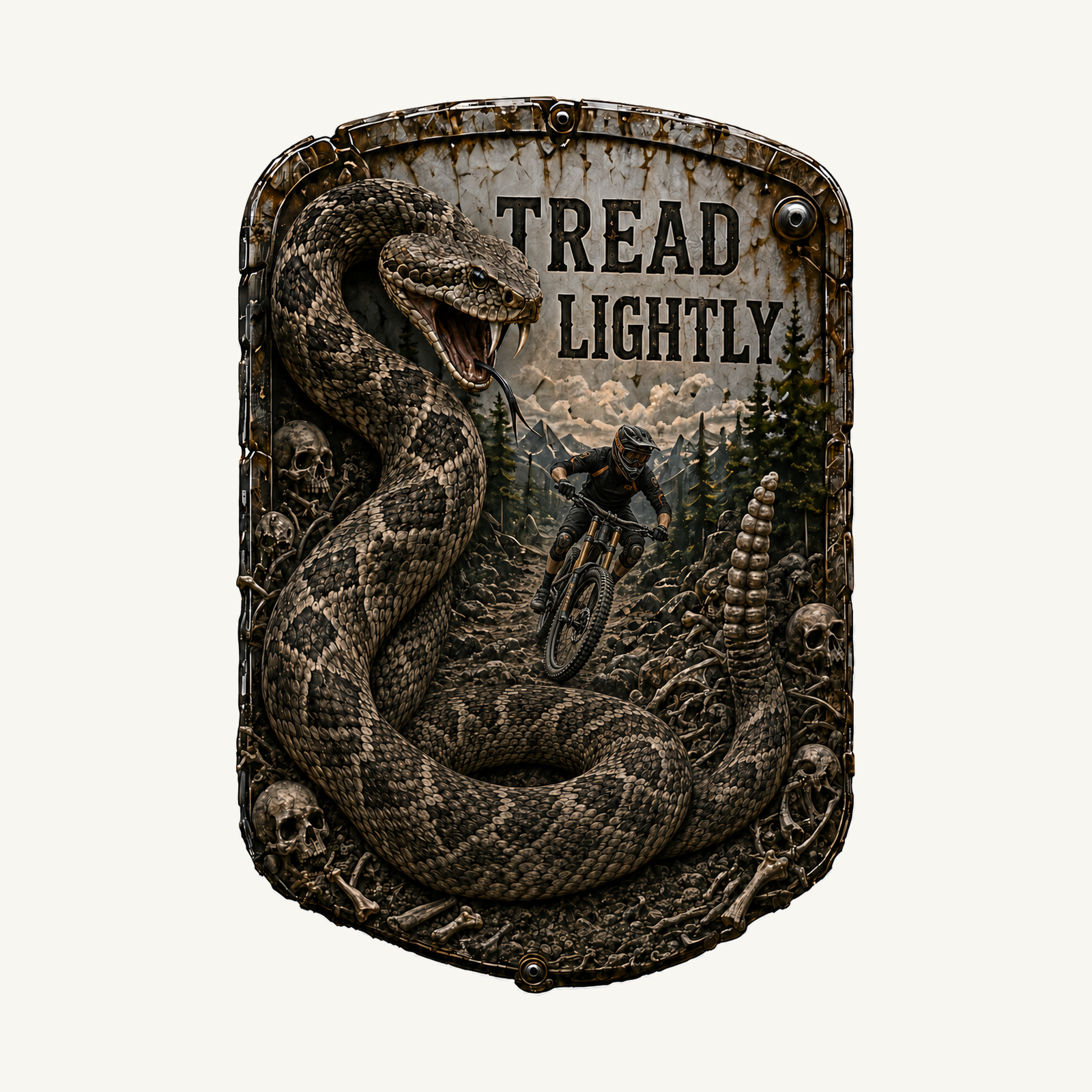 Tread Lightly Trail Relics Mountain Bike Mudguard — artwork-only detail